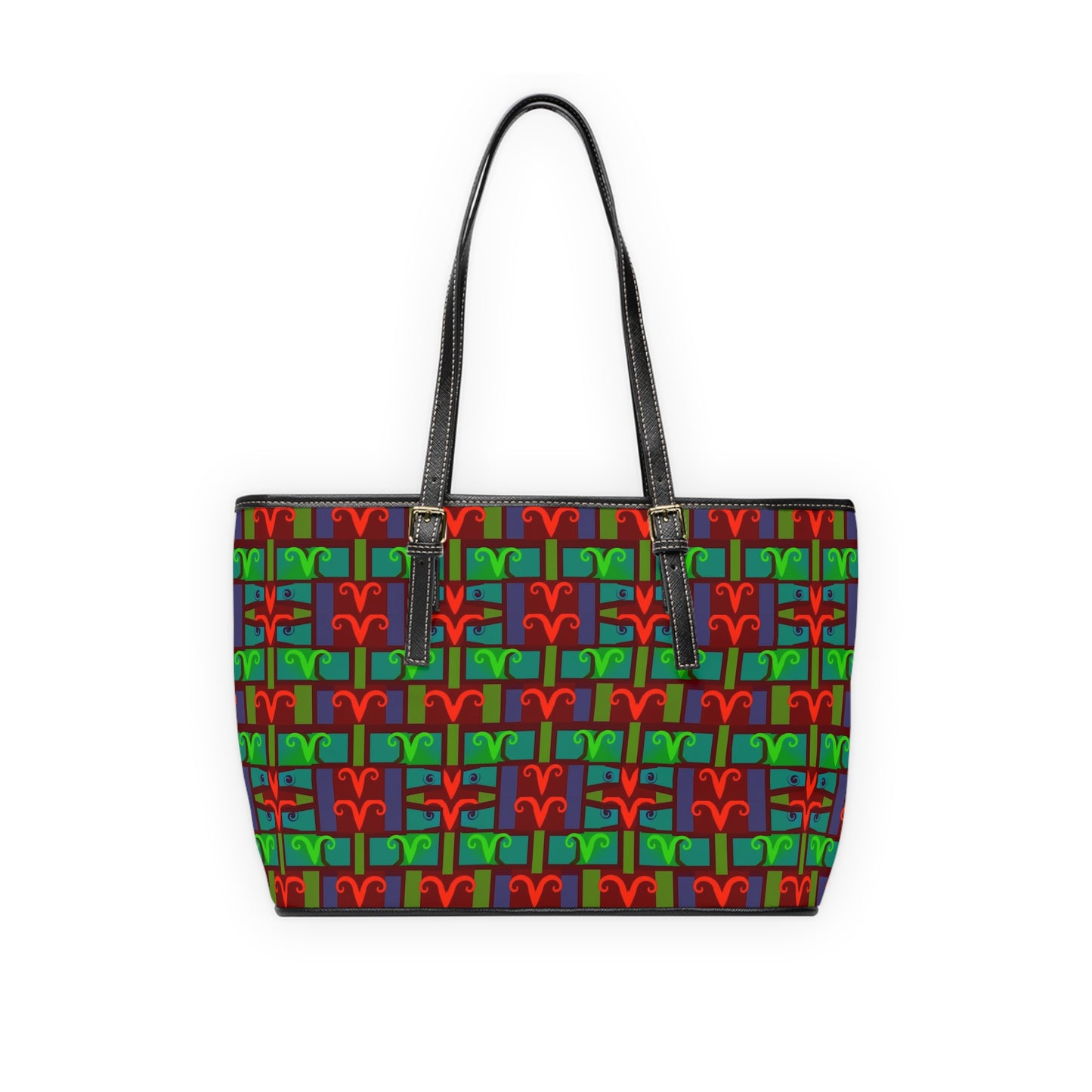 Leather Shoulder Bag, Aries, Zodiac v4, Shapes Pattern