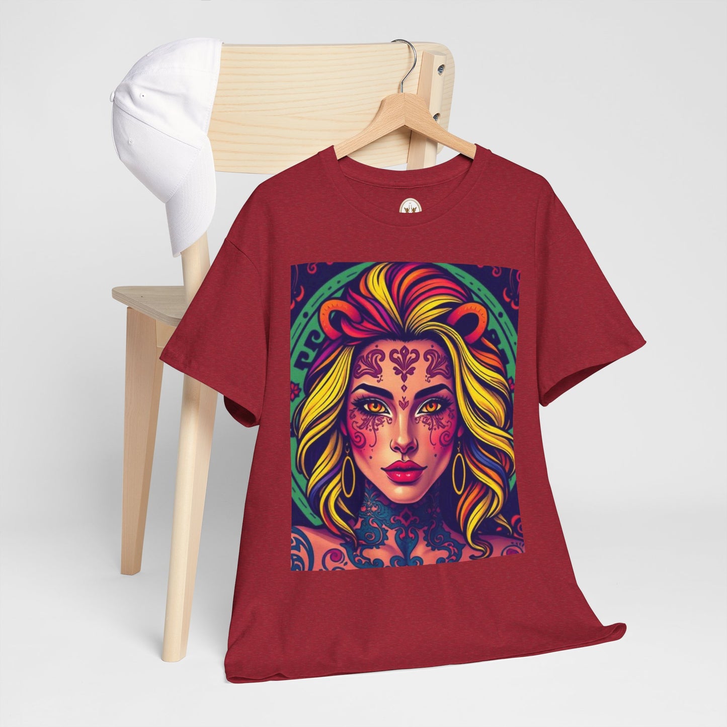 Unisex Heavy Cotton T-Shirt, Leo, Zodiac v1, Sexy Art