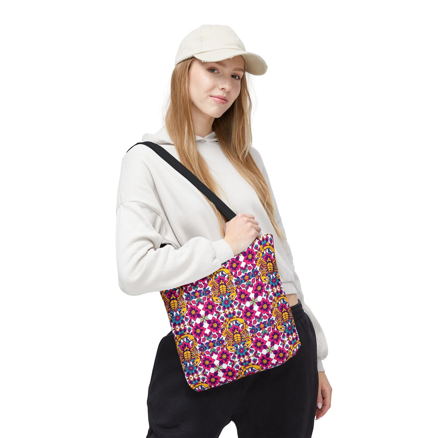 Tote Bag (AOP), Scorpio, Zodiac v1, Flower Pattern