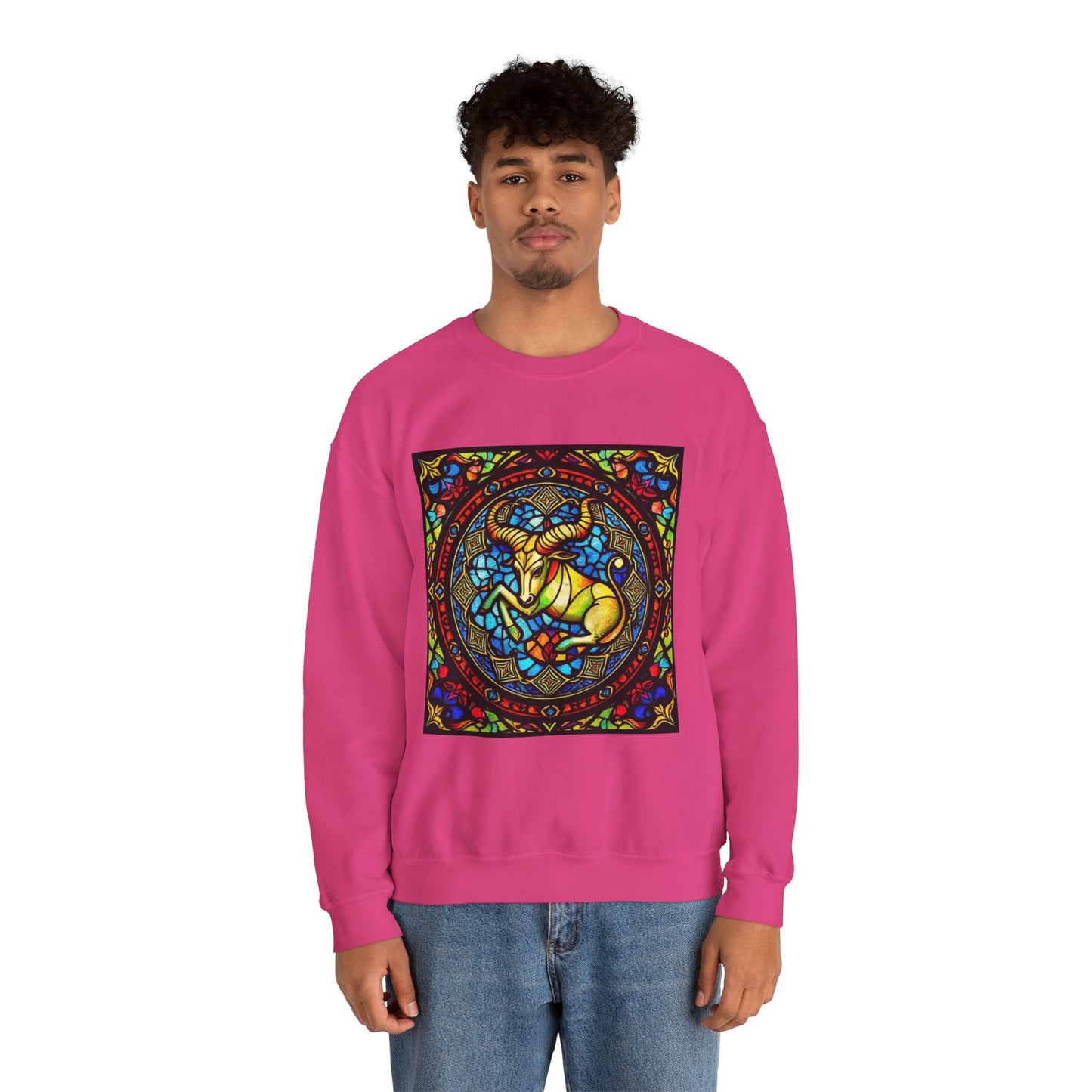 Unisex Heavy Blend™ Crewneck Sweatshirt, Glass, Taurus Zodiac Design