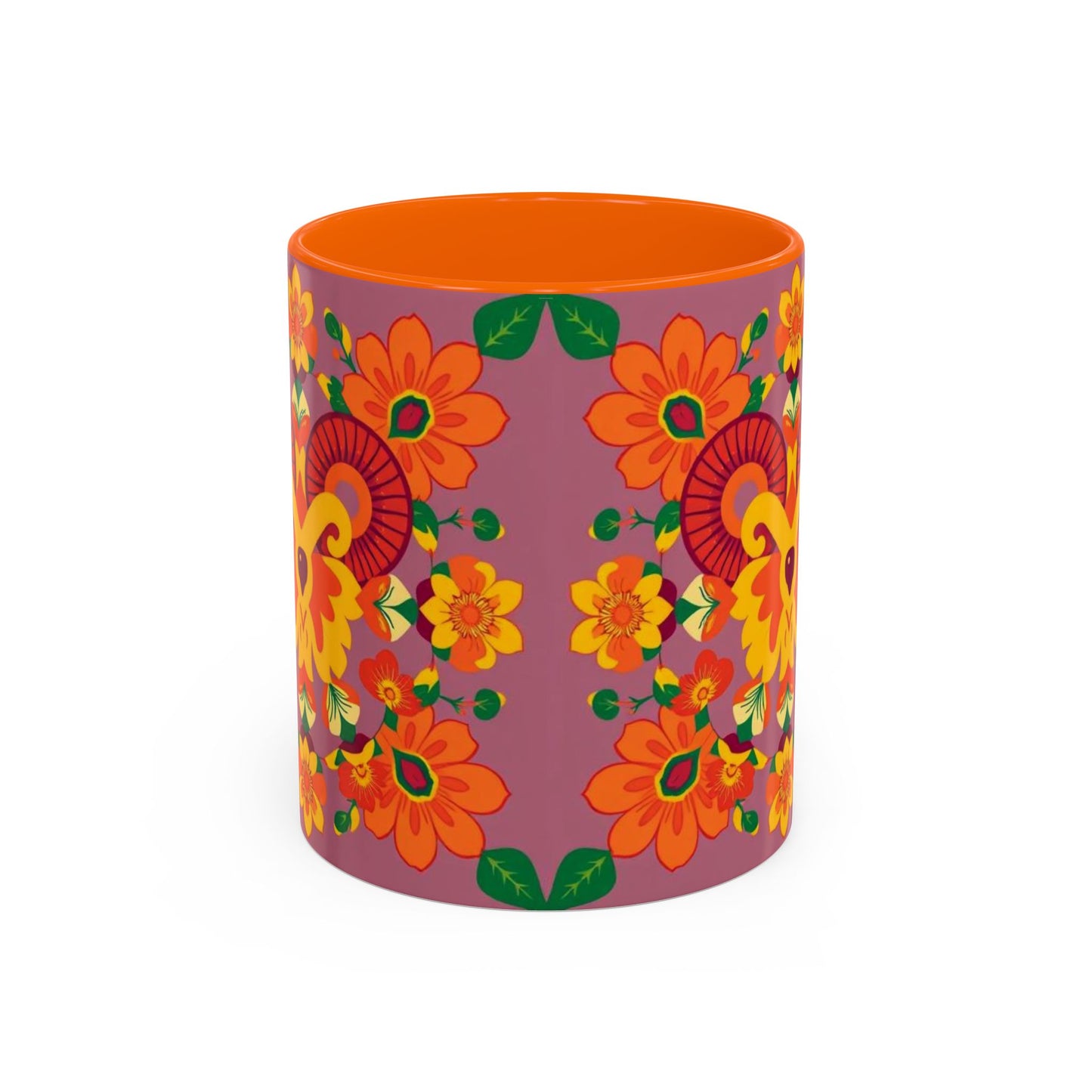Accent Coffee Mug, Aries, Zodiac v1, Flower Pattern, (11, 15oz)
