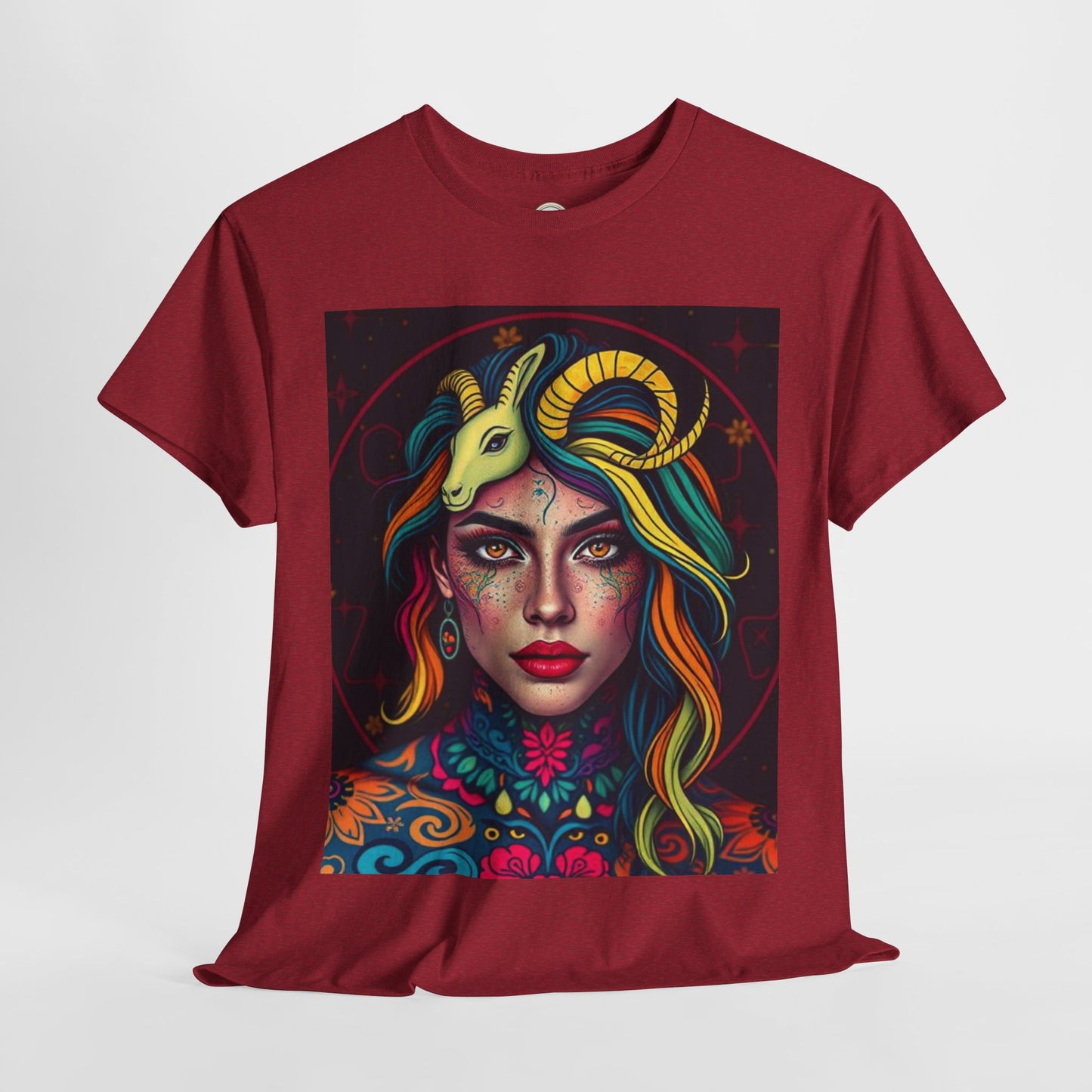Unisex Heavy Cotton T-Shirt, Capricorn, Zodiac v2, Sexy Art