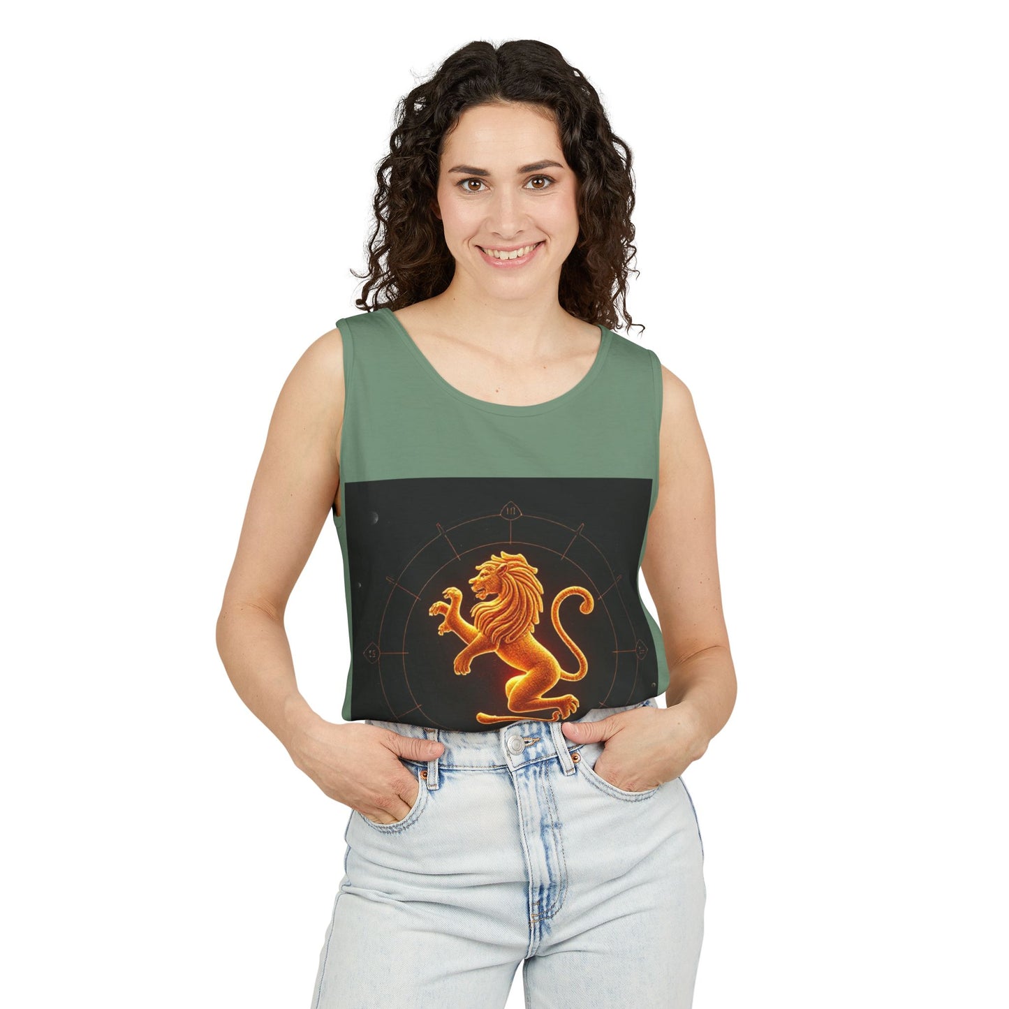 Unisex Garment-Dyed, Tank Top, Leo Design, Space Animal v1, 100% US cotton