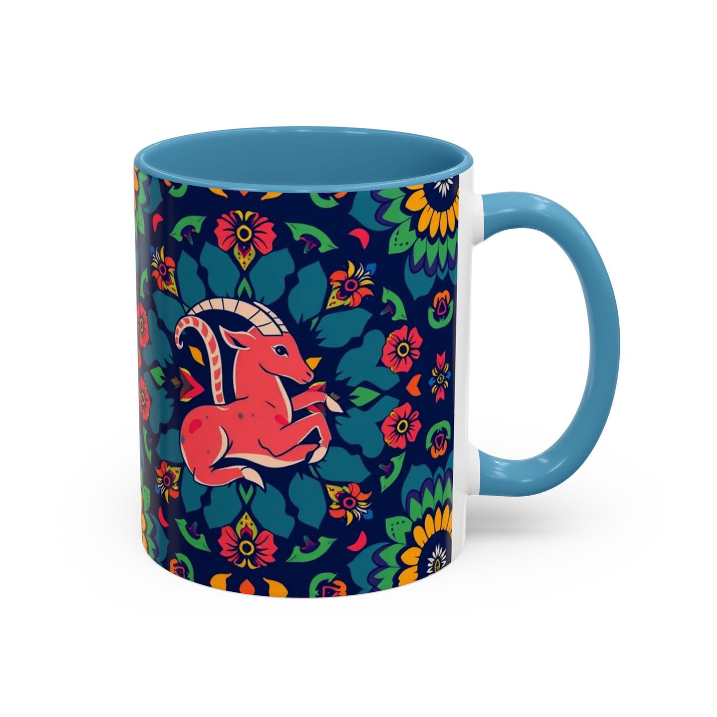 Accent Coffee Mug, Capricorn, Zodiac, Flower Pattern, (11, 15oz)
