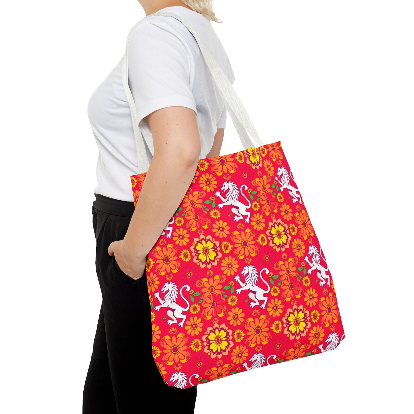 Tote Bag (AOP), Leo, Zodiac, Flower Pattern