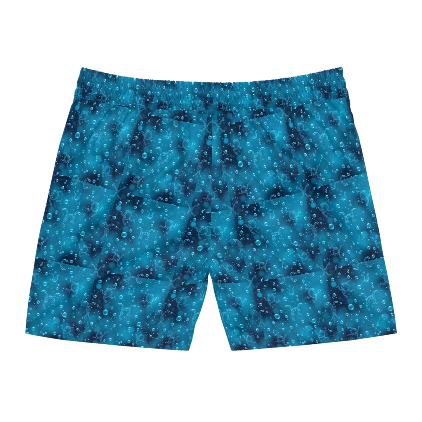 Men's Mid-Length Swim Shorts, (AOP), Aquarius, Zodiac, Bubble Pattern