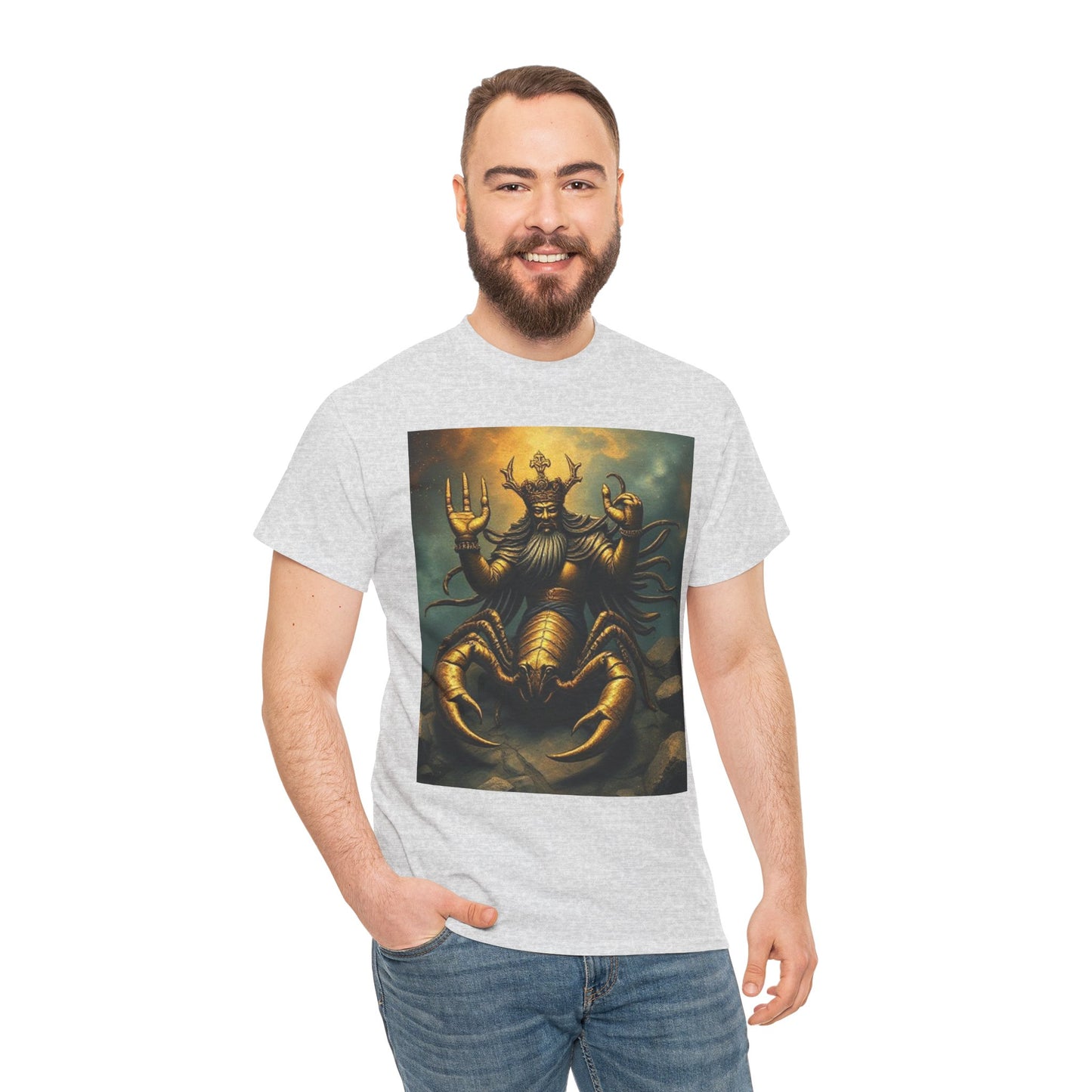 Unisex Heavy Cotton T-Shirt, Desert Scorpio King v1, Zodiac Design