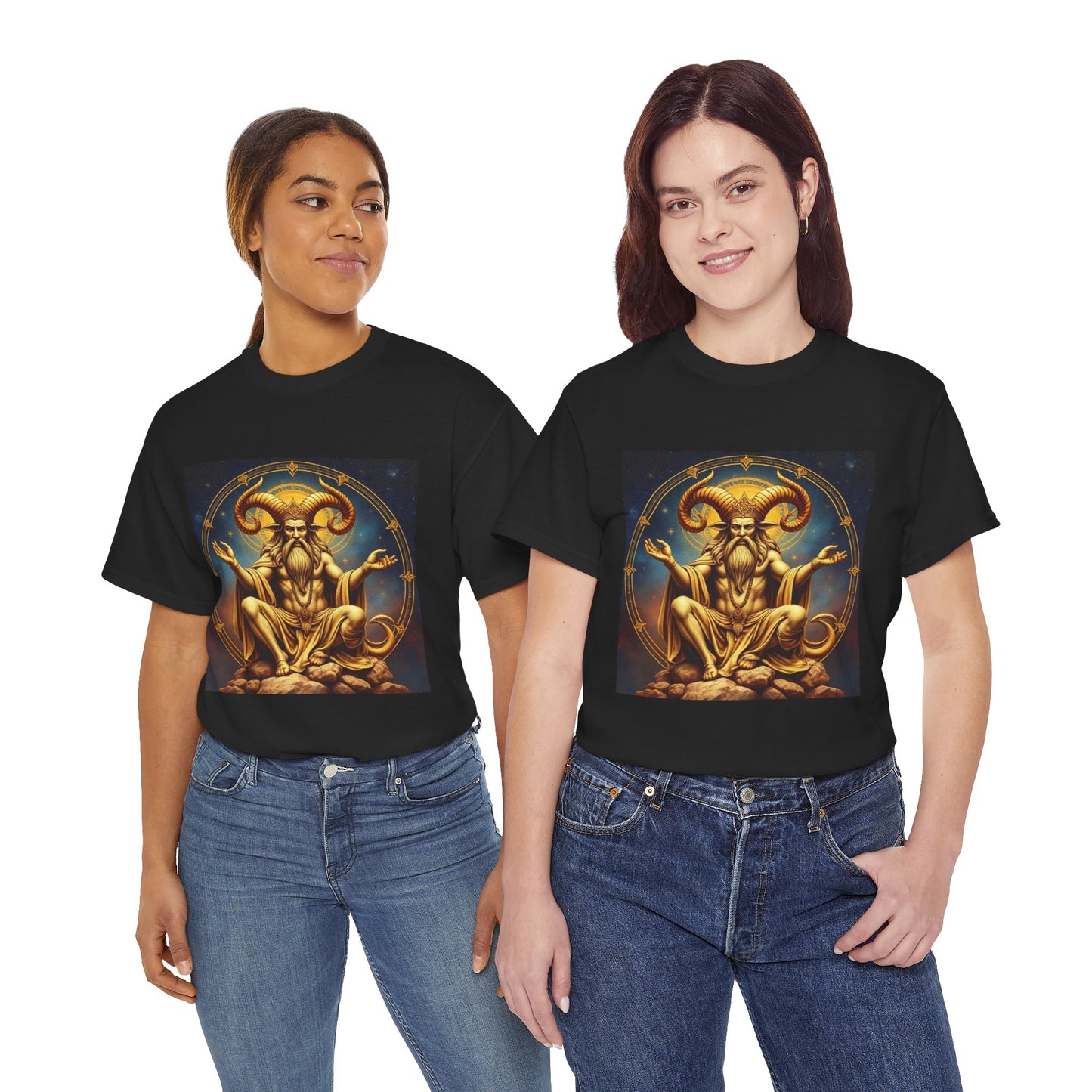Unisex Heavy Cotton T-Shirt, On The Throne, Taurus Zodiac Design