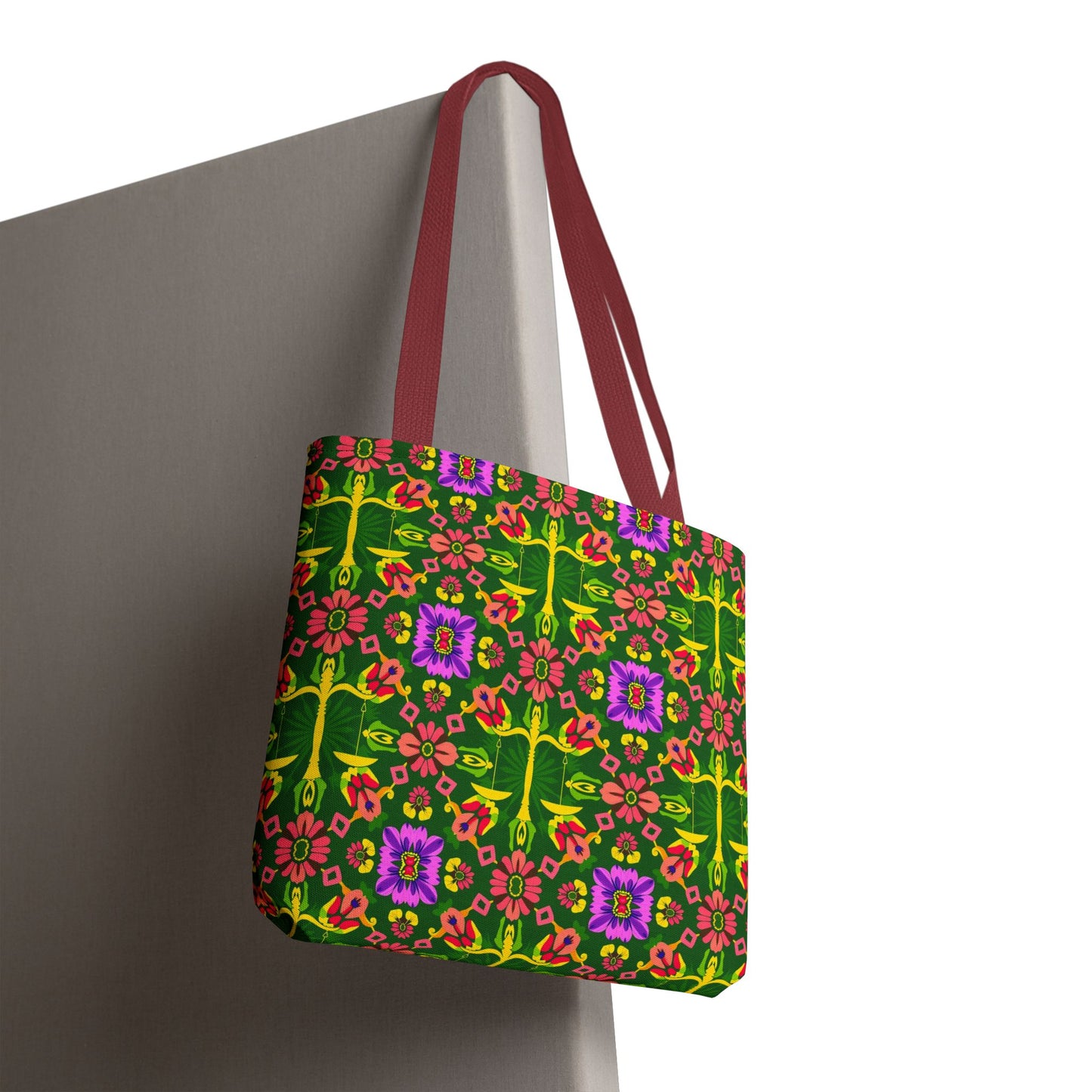 Tote Bag, (AOP), Libra, Zodiac v6, Flower Pattern