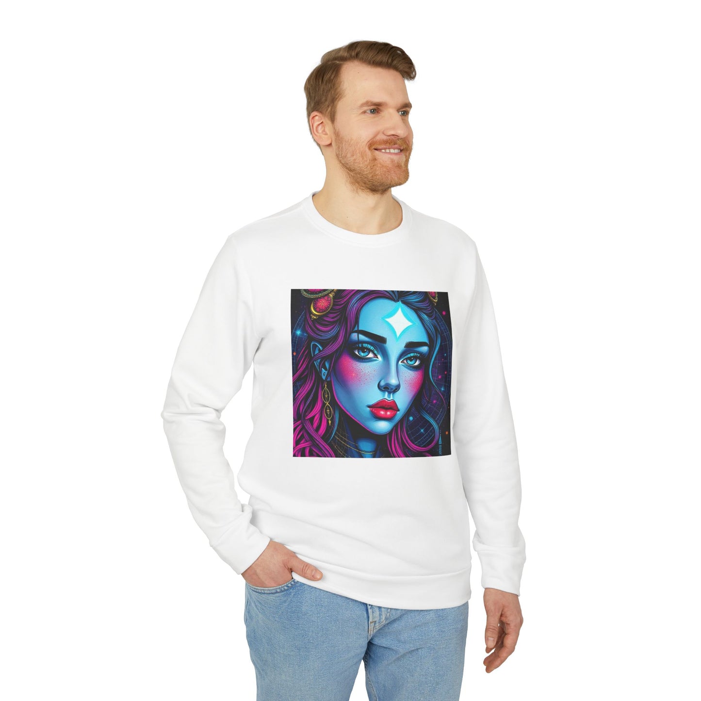 Adidas Unisex Fleece Crewneck Sweatshirt, Gemini, Pop Art, Zodiac