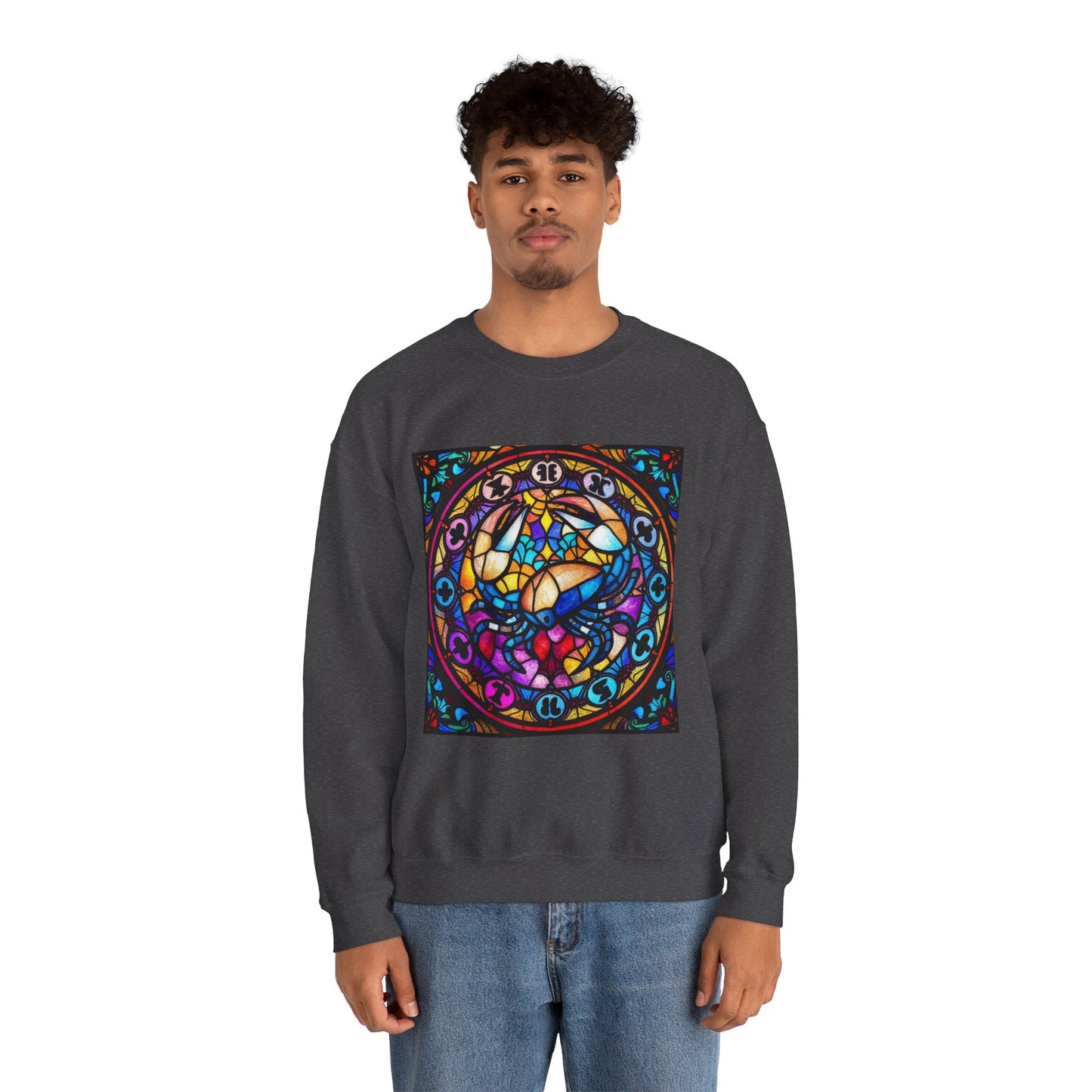 Unisex Heavy Blend™ Crewneck Sweatshirt, Glass, Cancer Zodiac Design