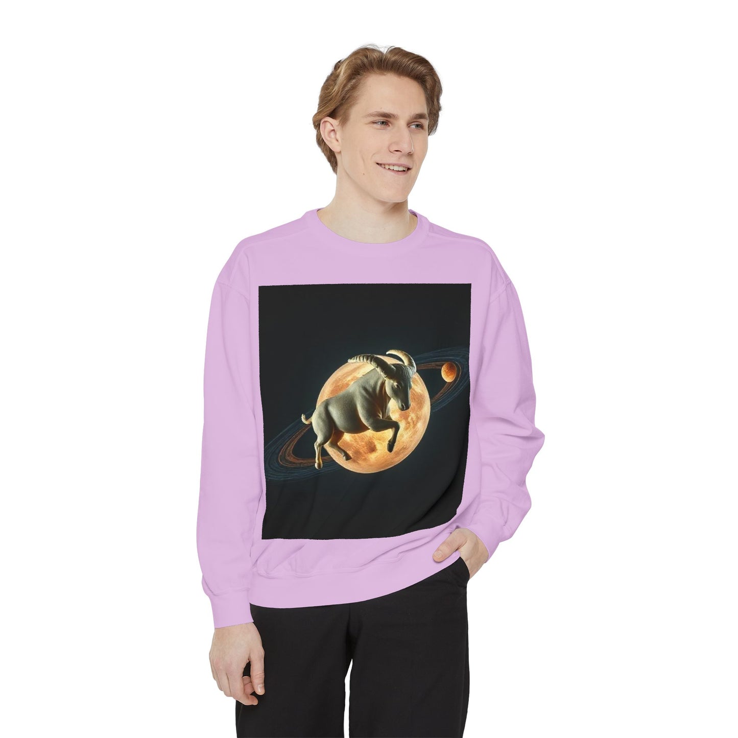 Garment-Dyed Sweatshirt, Unisex, Space Animal Design v1, Taurus