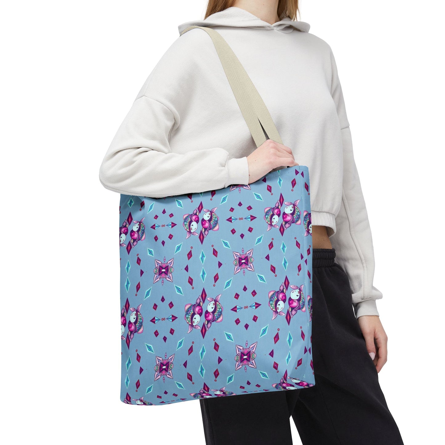 Tote Bag (AOP), Pisces, Zodiac v1, Jewel Pattern