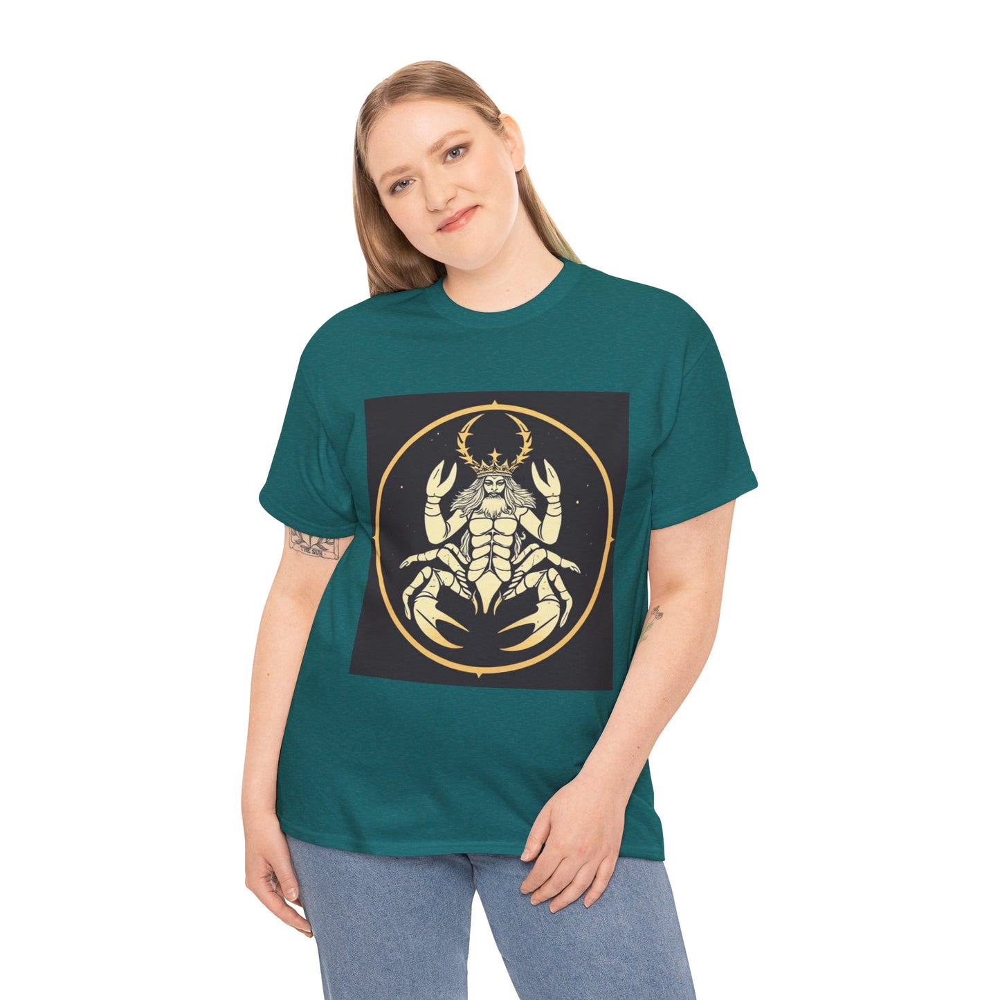 Unisex Heavy Cotton T-Shirt, Scorpio King, Print Art, Zodiac Design