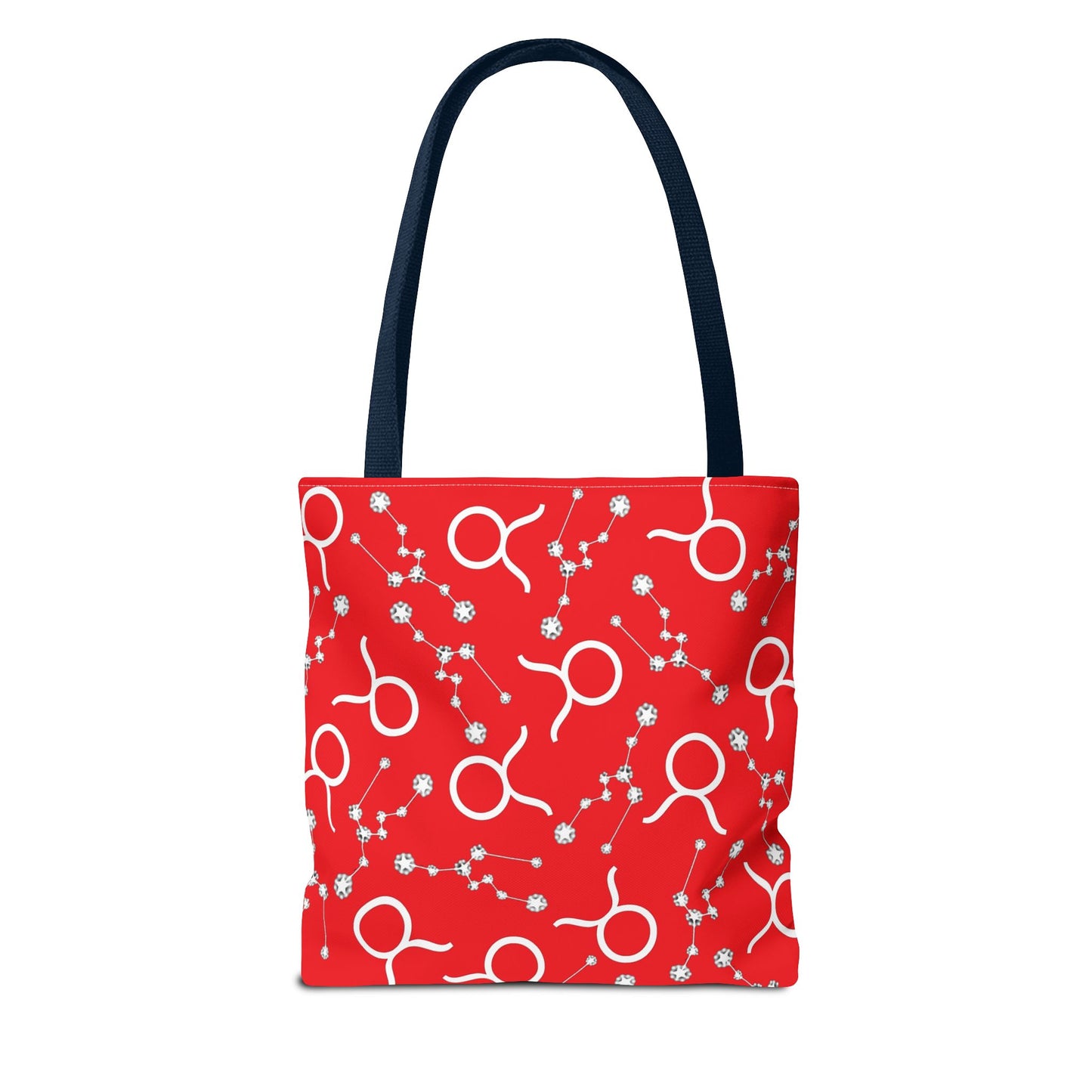 Tote Bag, Taurus Zodiac Sign, AOP, (Red, White)