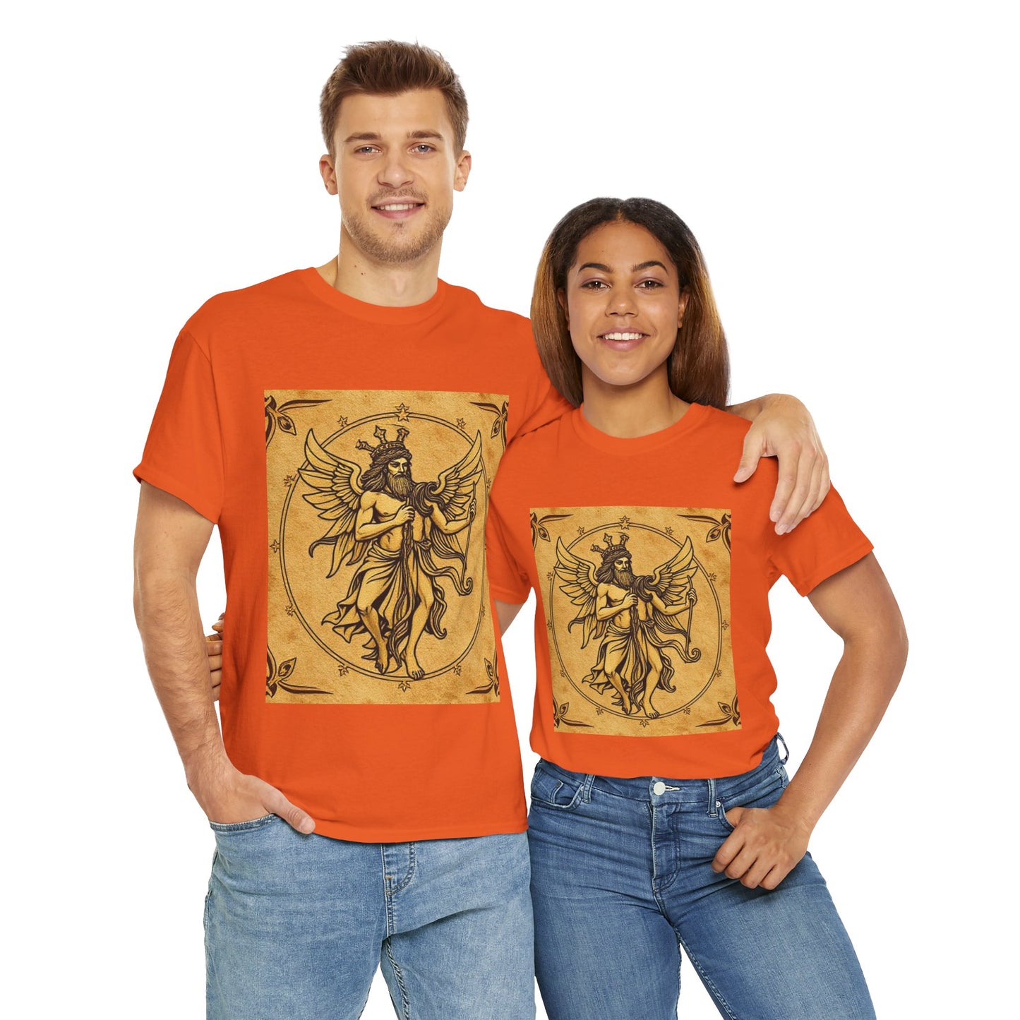 Unisex Heavy Cotton T-Shirt, Pencil Art v1, Gemini Zodiac Design