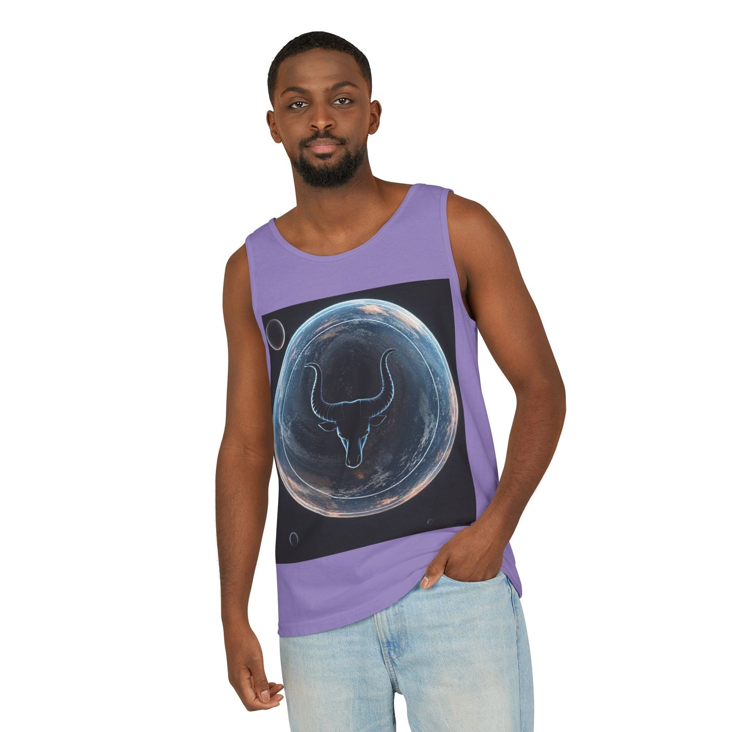 Unisex Garment-Dyed, Tank Top, Taurus Design, Planet Animal v1, 100% US cotton