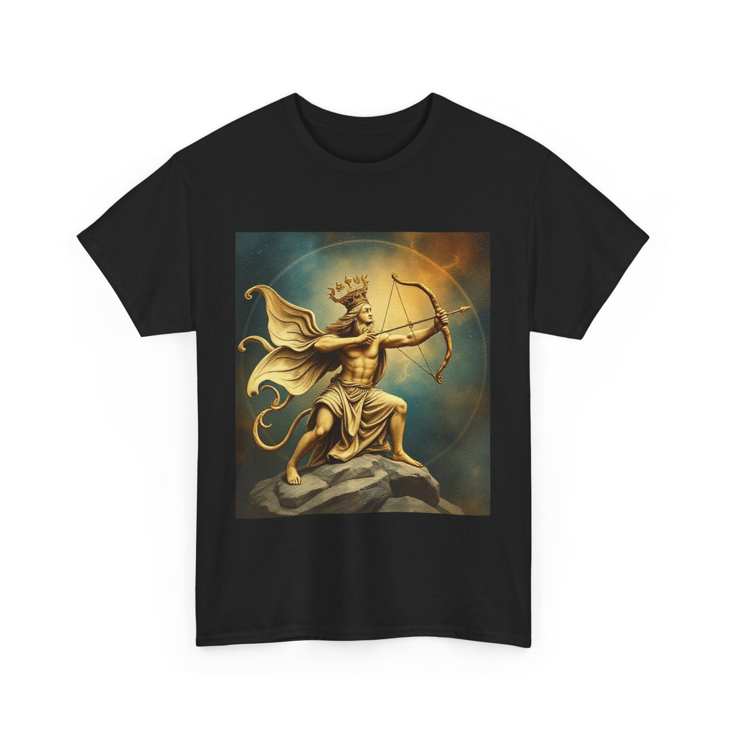 Unisex Heavy Cotton T-Shirt, Sagittarius King, Bow & Arrow, Zodiac Design
