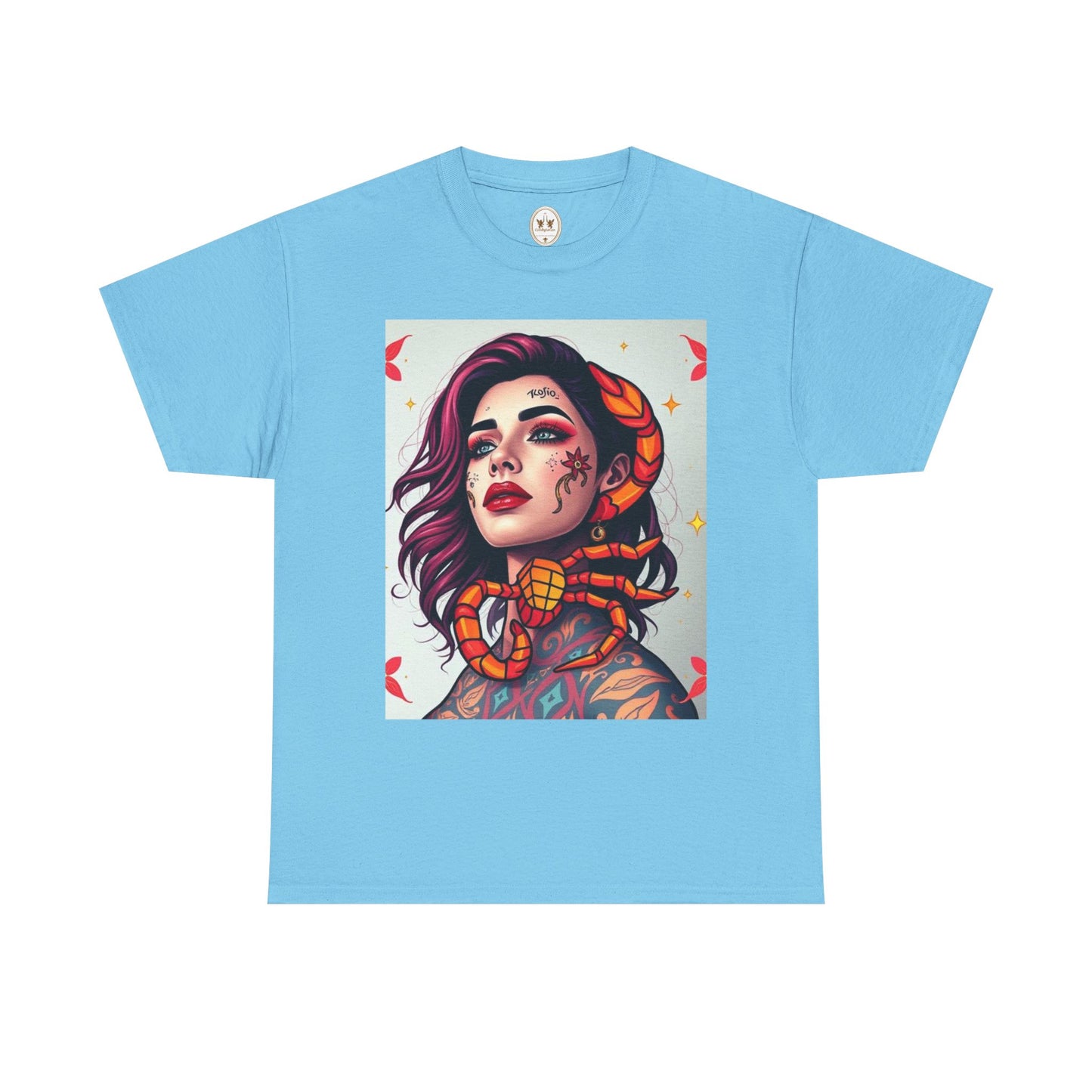 Unisex Heavy Cotton T-Shirt, Scorpio, Zodiac v3, Sexy Art