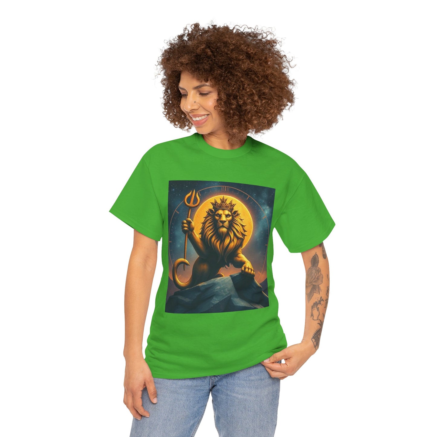 Unisex Heavy Cotton T-Shirt, King of Lions v2, Leo Zodiac Design