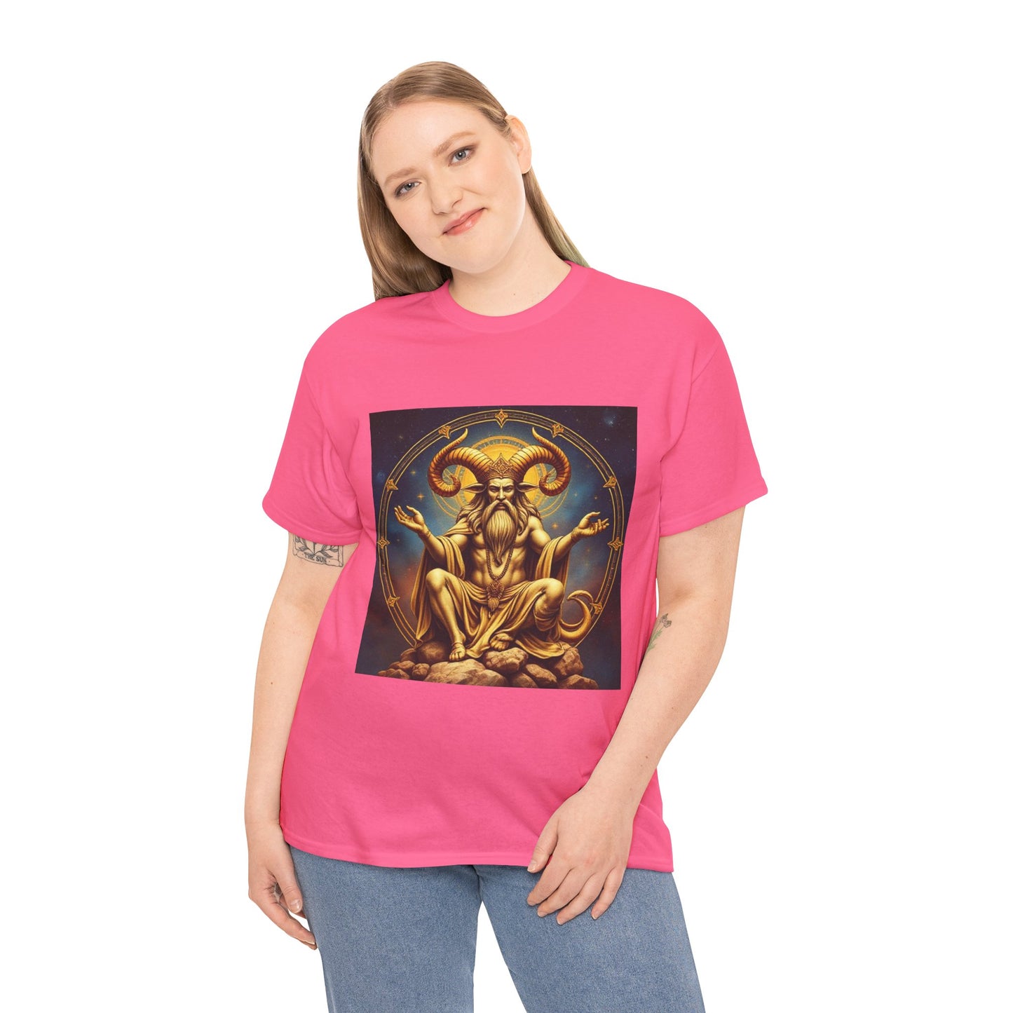 Unisex Heavy Cotton T-Shirt, On The Throne, Taurus Zodiac Design