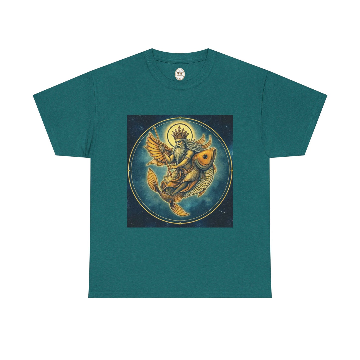 Unisex Heavy Cotton T-Shirt, Pisces King v1, Zodiac Design