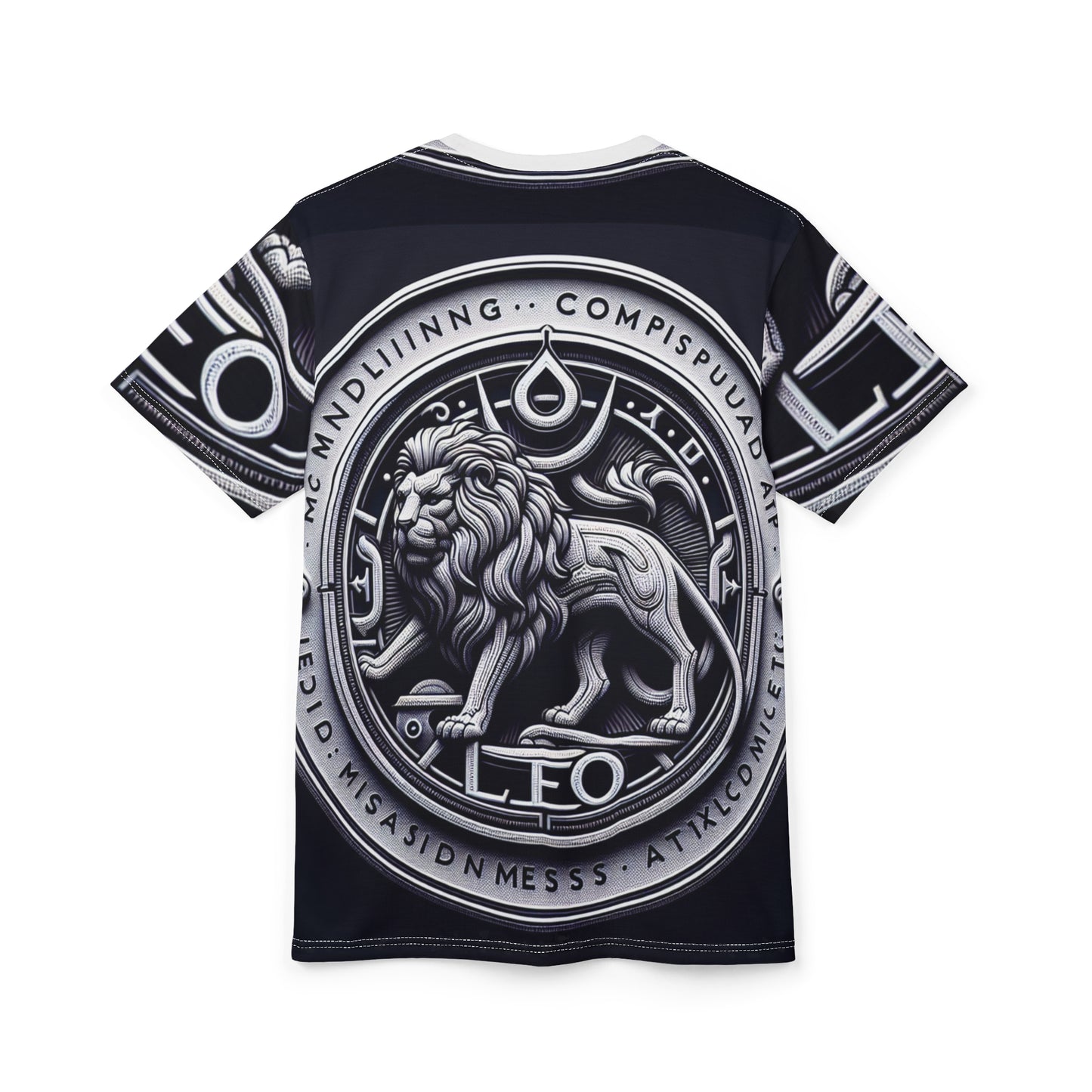 Unisex Cut & Sew T-Shirt (AOP), Lion Coin, Leo Zodiac Design, Regular fit, 100% Polyester