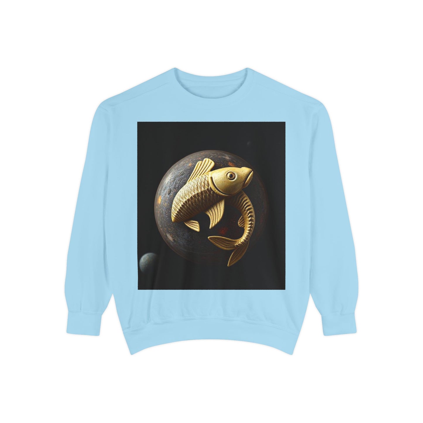 Garment-Dyed Sweatshirt, Unisex, Space Animal Design v1, Pisces