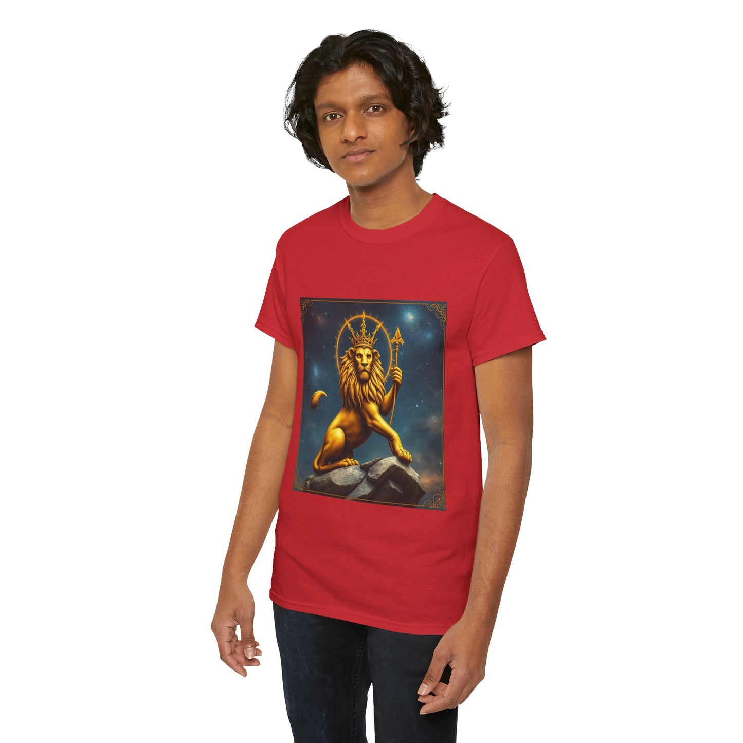Unisex Heavy Cotton T-Shirt, King of Lions, Leo Zodiac Design