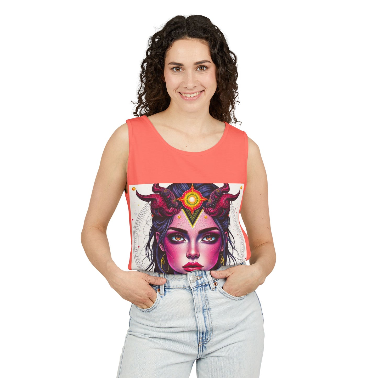 Unisex Garment-Dyed, Tank Top, Virgo Design, Pop Art, 100% US cotton