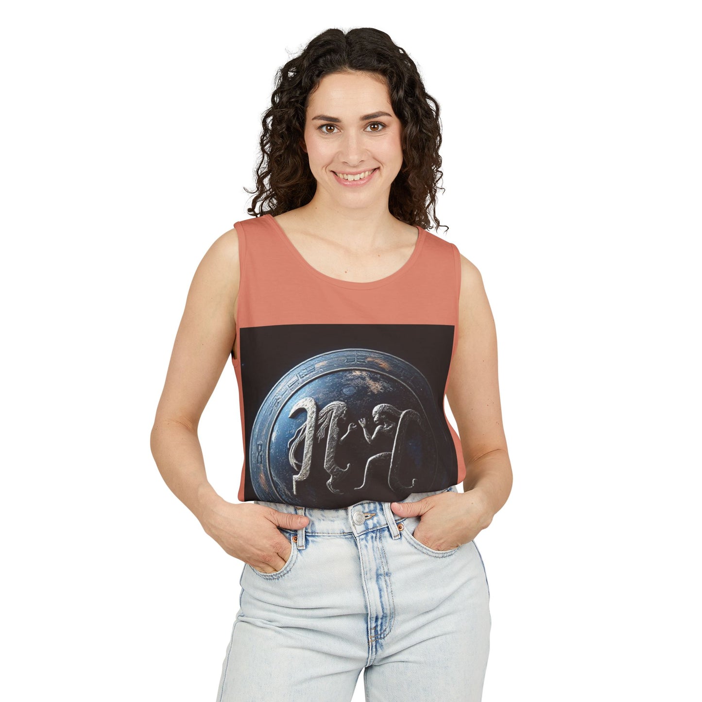 Unisex Garment-Dyed, Tank Top, Gemini Design, Space Symbol , 100% US cotton