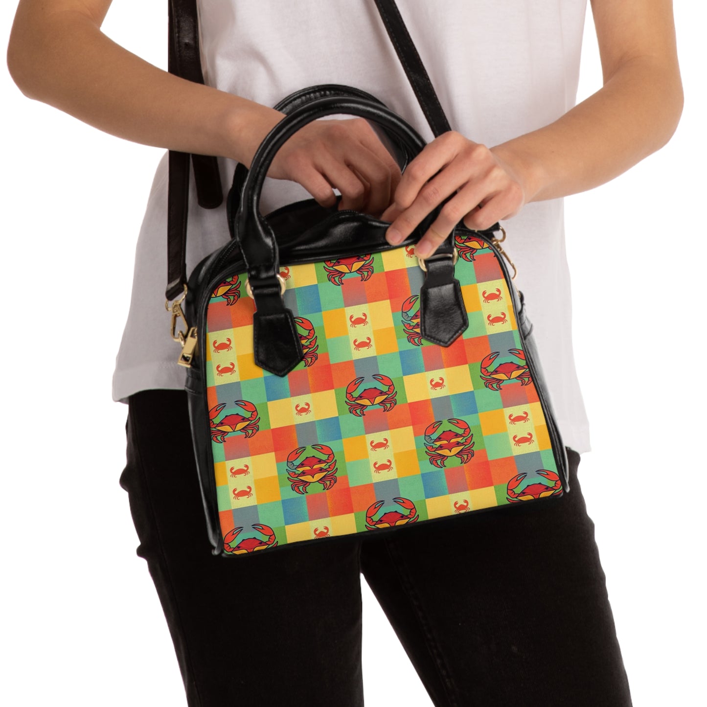 Shoulder Handbag, Cancer, Zodiac v2, Shapes Pattern