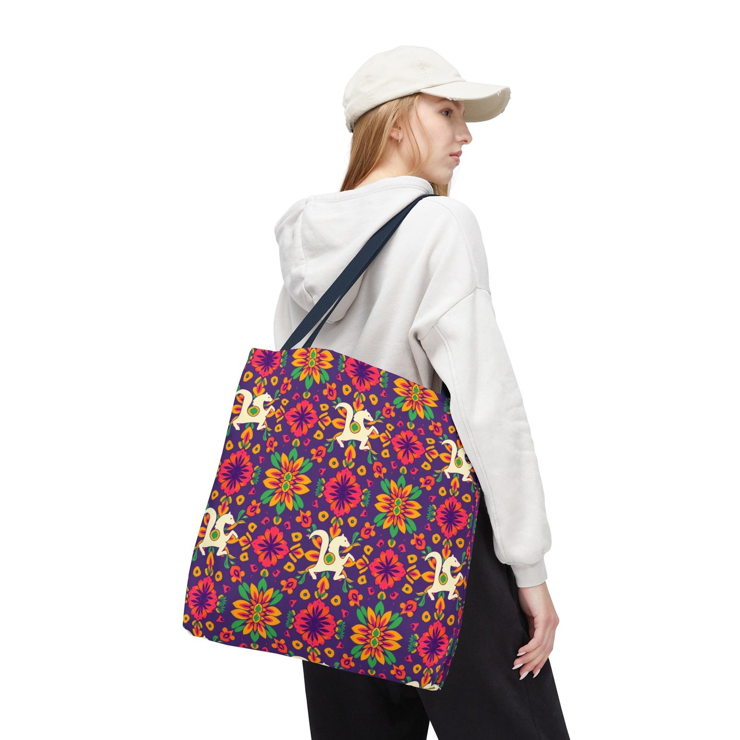 Tote Bag (AOP), Aquarius, Zodiac v2, Flower Pattern