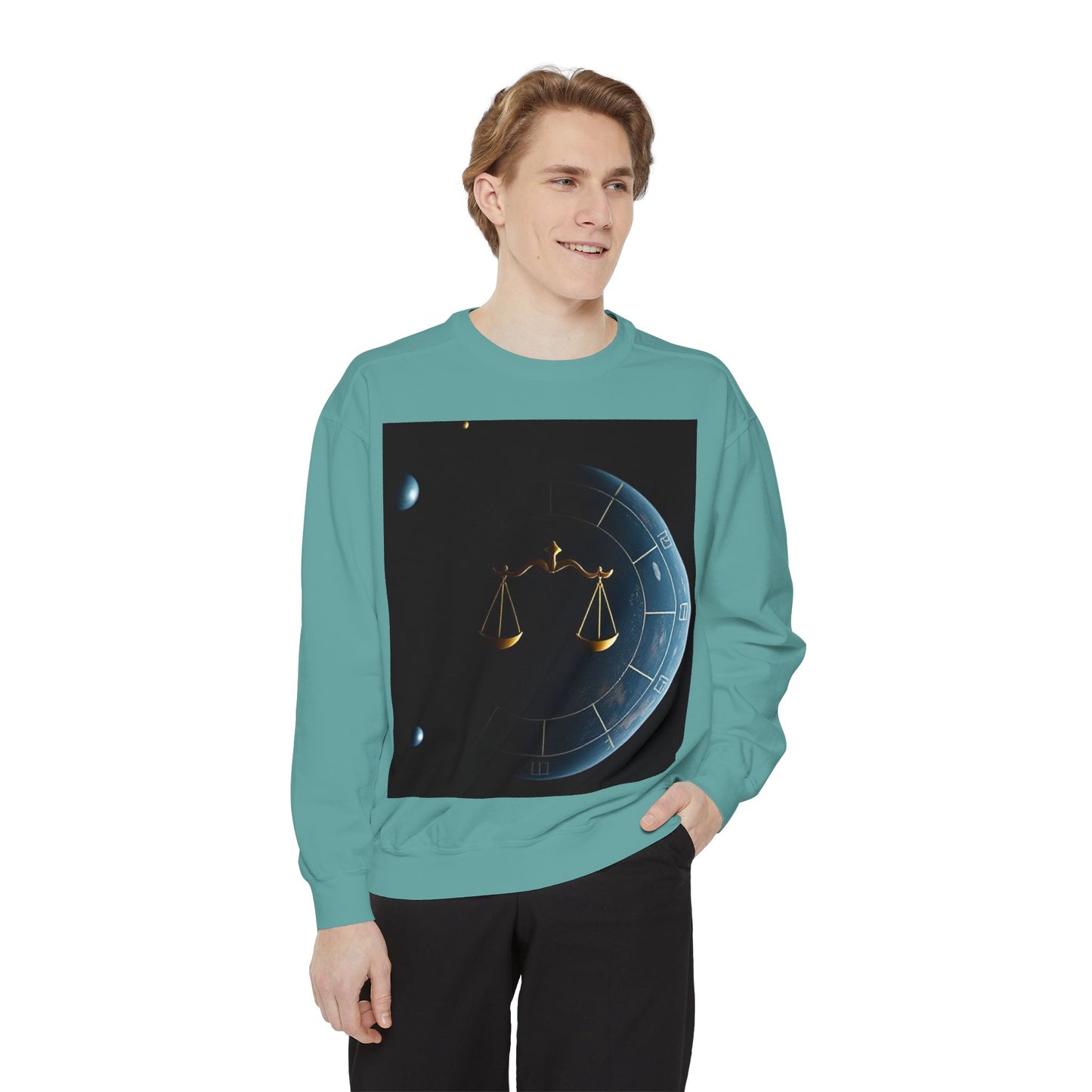 Garment-Dyed Sweatshirt, Unisex, Space Animal Design v1, Libra