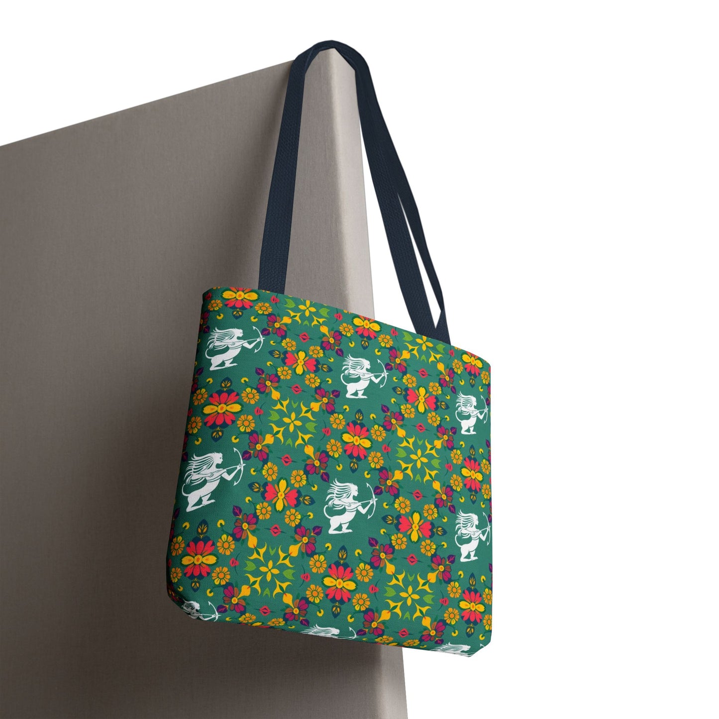 Tote Bag, (AOP), Sagittarius, Zodiac v6, Flower Pattern