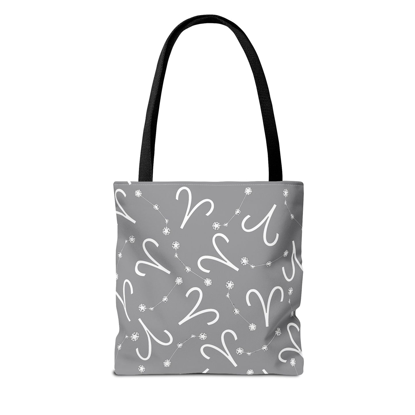 Tote Bag, Aries Zodiac Sign, AOP, (Grey, White)