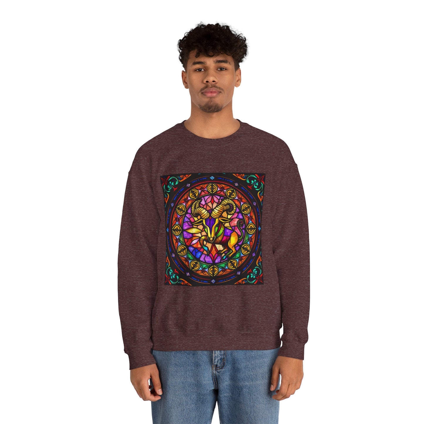 Unisex Heavy Blend™ Crewneck Sweatshirt, Glass 1, Taurus Zodiac Design