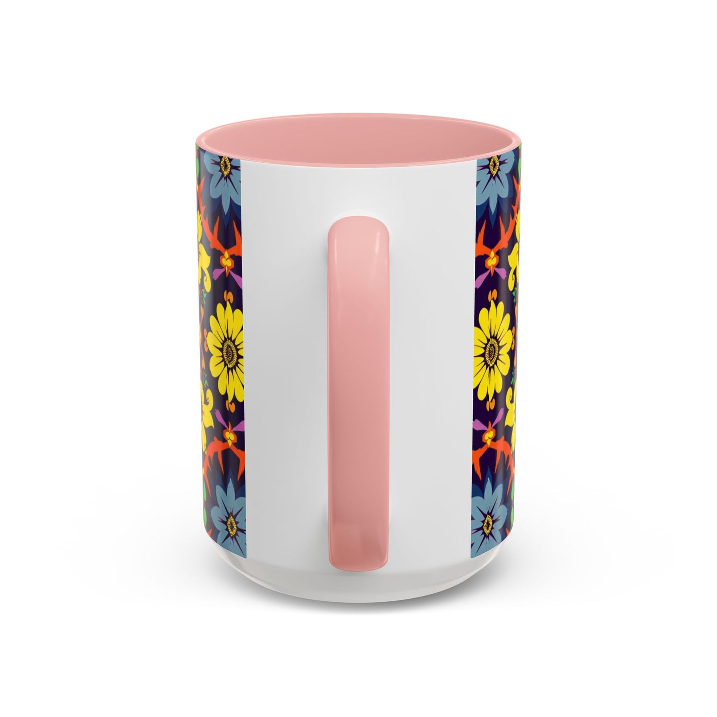 Accent Coffee Mug, Aquarius, Zodiac v1, Flower Pattern, (11, 15oz)