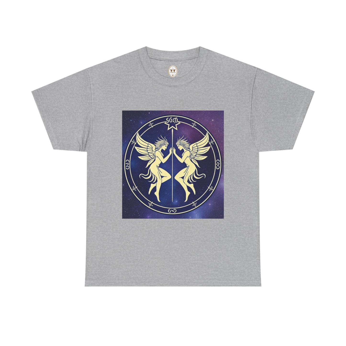 Unisex Heavy Cotton T-Shirt, Space Angel Twins, Gemini Zodiac Design