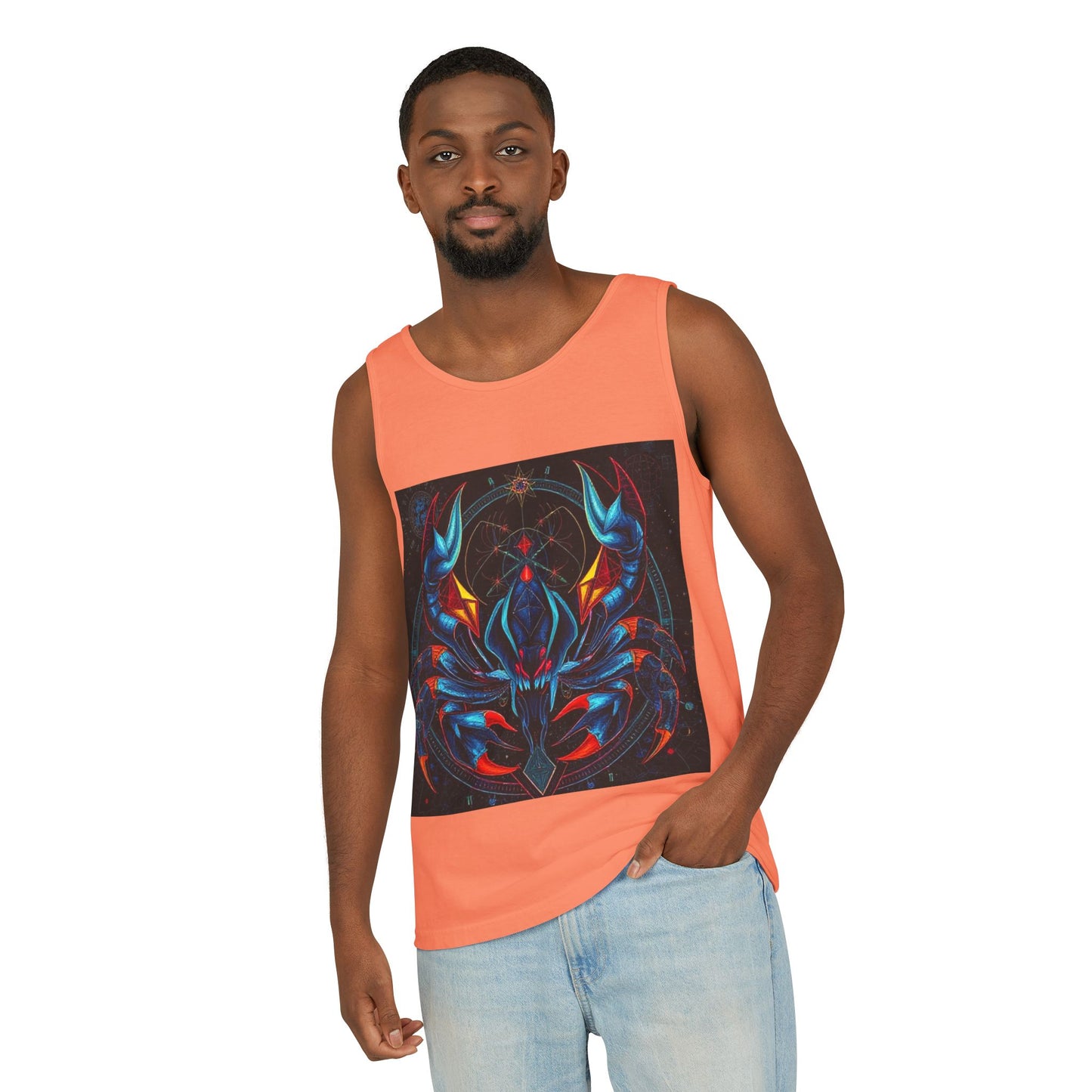Unisex Garment-Dyed, Tank Top, Scorpio Design, Pop Art v1, 100% US cotton