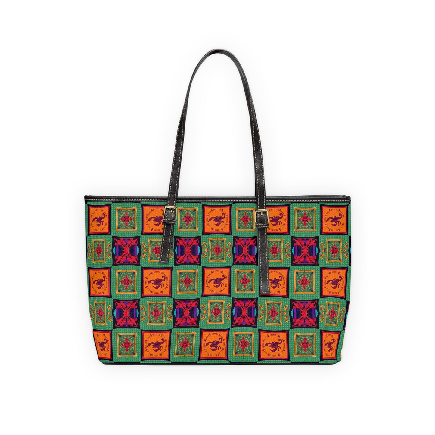 Leather Shoulder Bag, Scorpio, Zodiac v4, Shapes Pattern