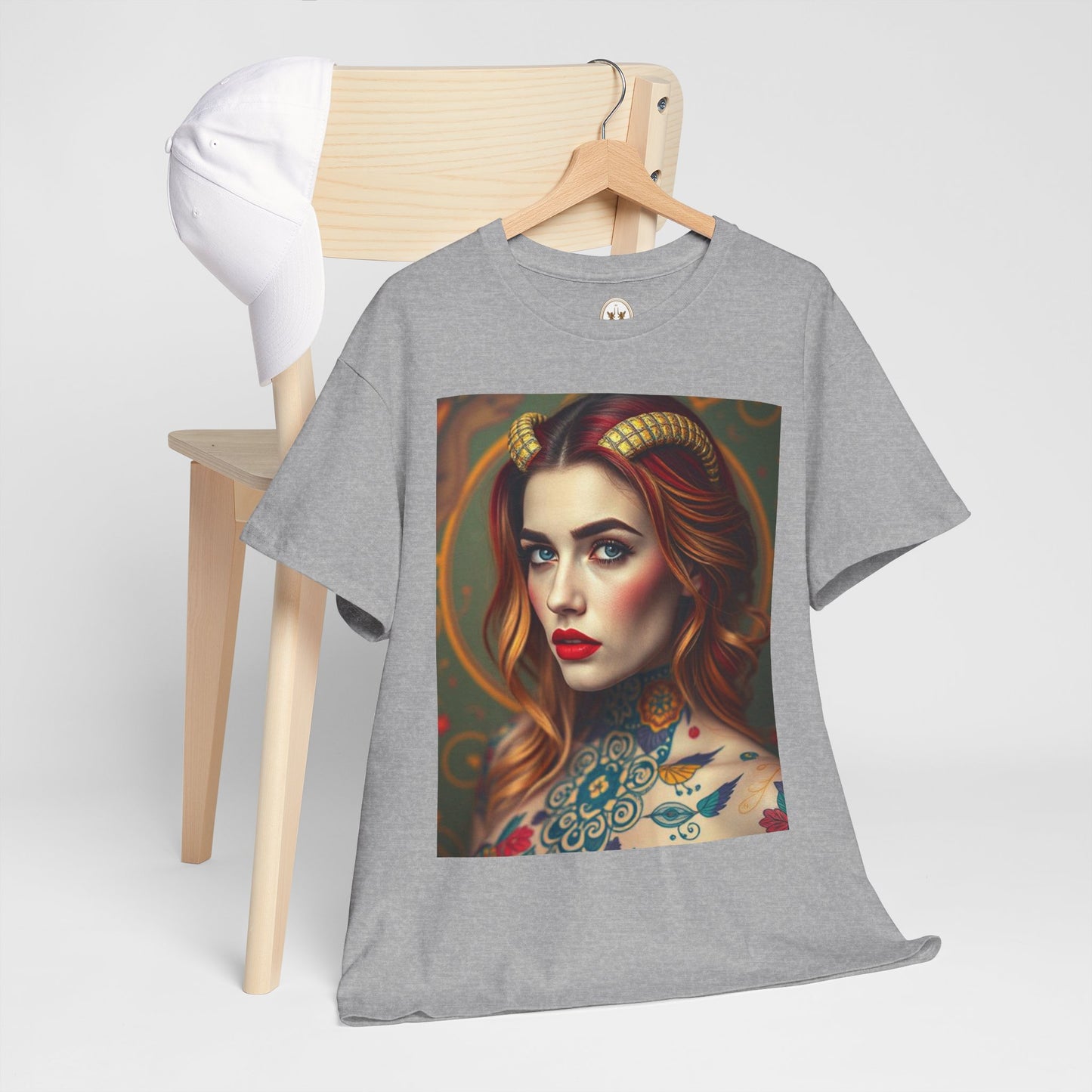 Unisex Heavy Cotton T-Shirt, Capricorn, Zodiac v3, Sexy Art
