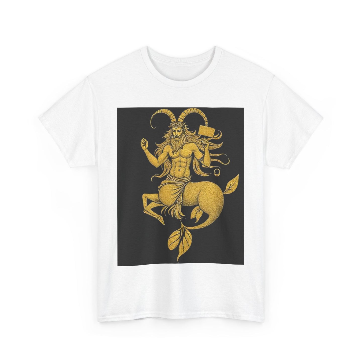 Unisex Heavy Cotton T-Shirt, Capricorn God, Zodiac Design