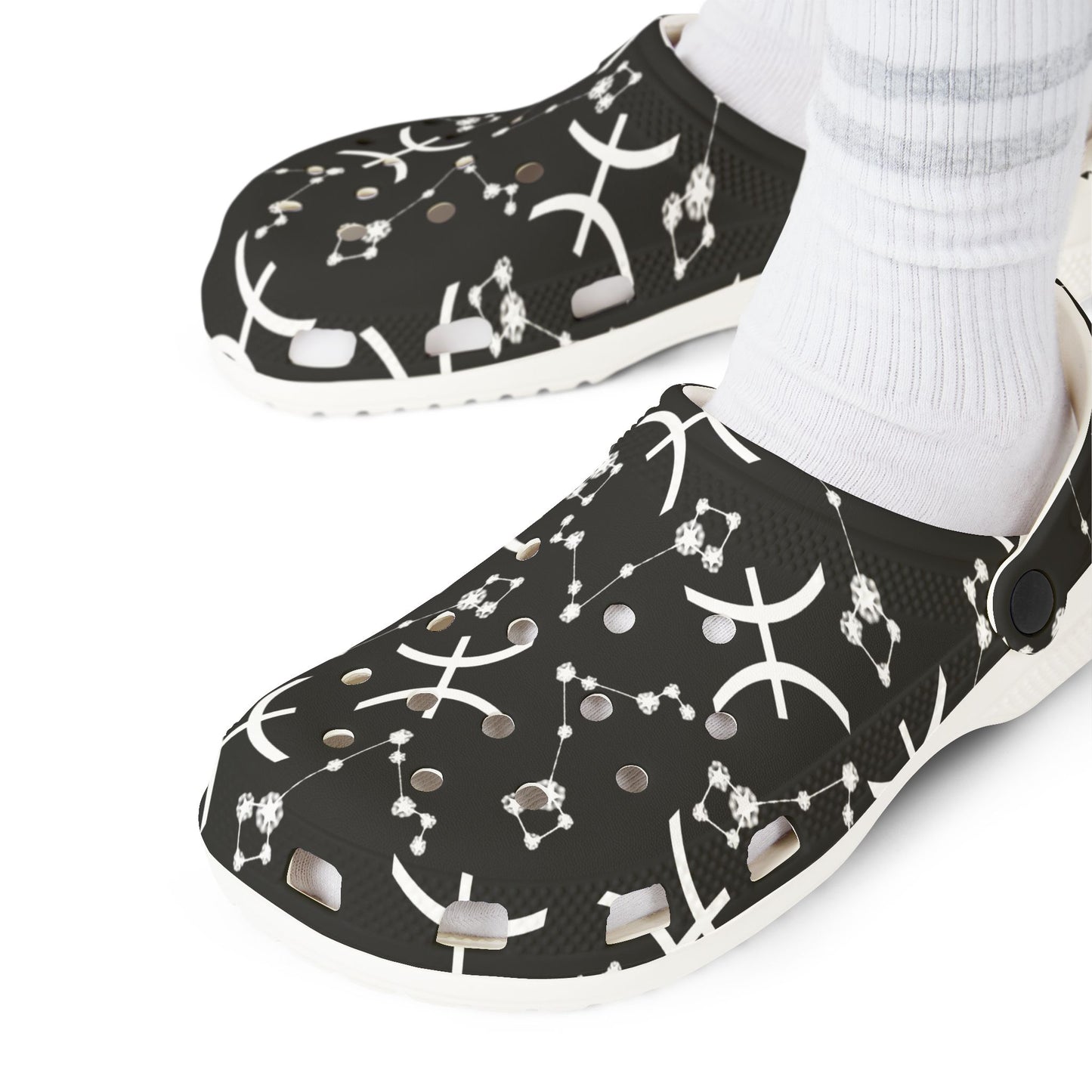 EVA Foam Rubber Shoes (AOP), Material 100% EVA, Pisces Zodiac Design