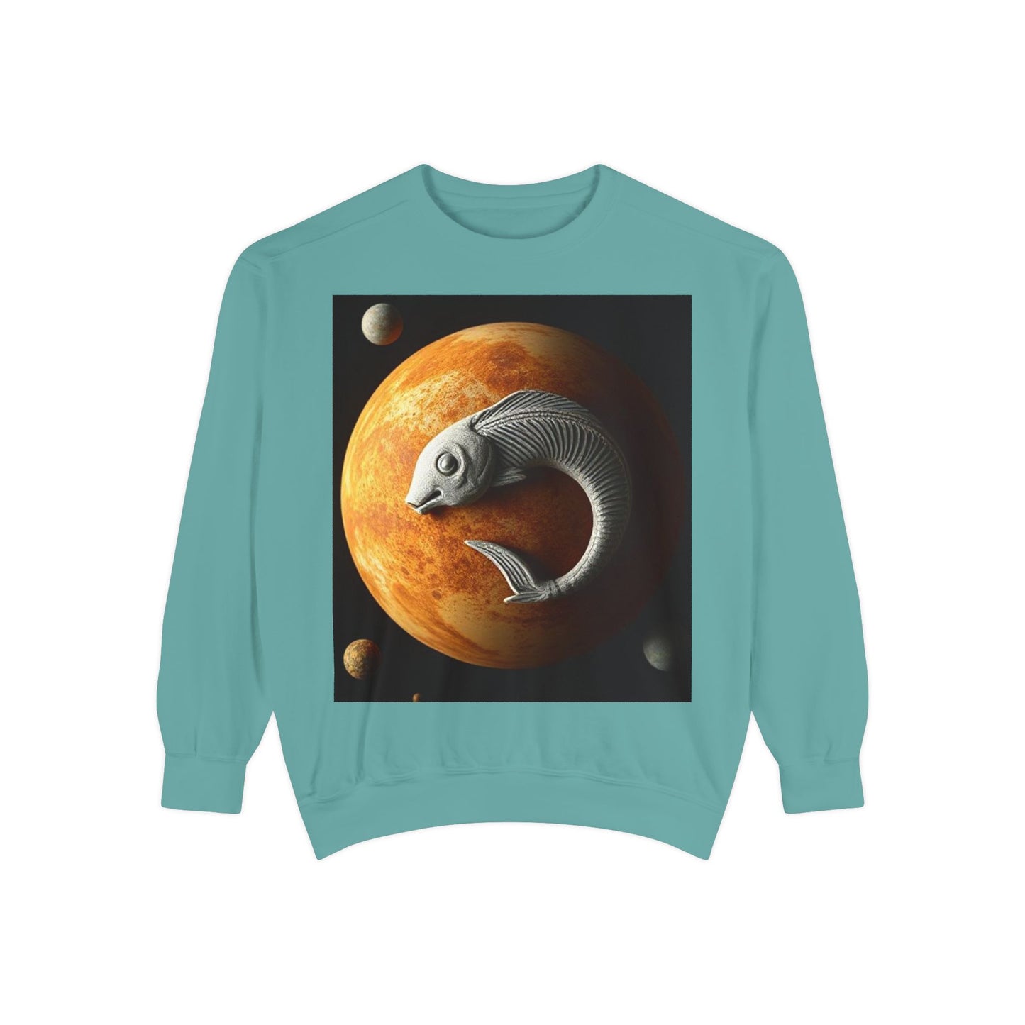 Garment-Dyed Sweatshirt, Unisex, Space Animal Design, Pisces