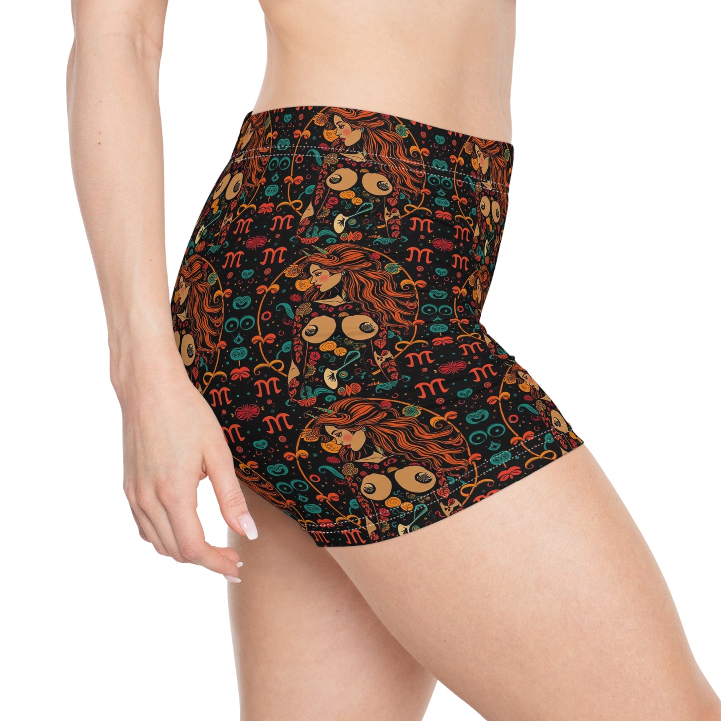 Women's Shorts, (AOP), Aquarius, Zodiac, Sexy Pattern