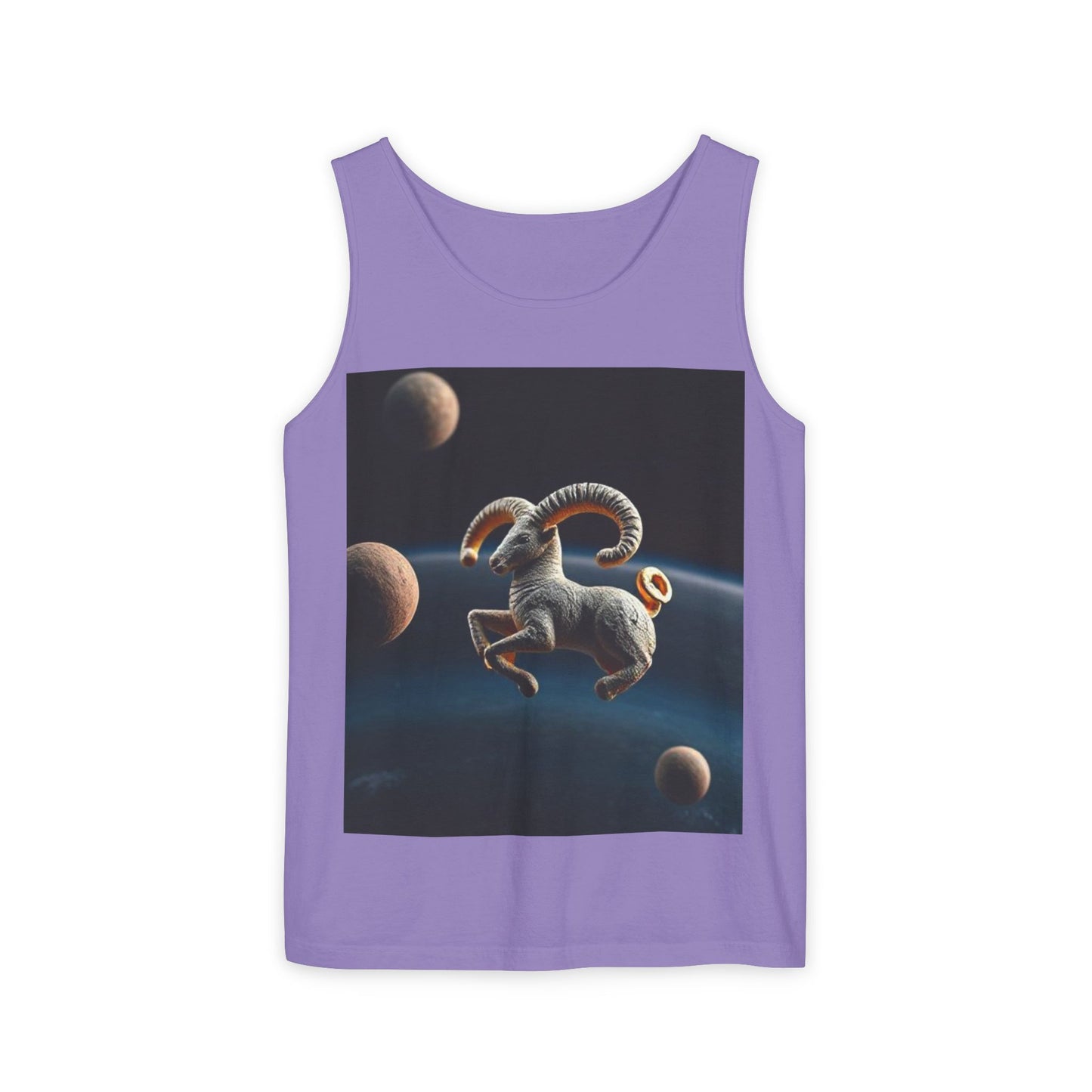 Unisex Garment-Dyed, Tank Top, Aries Design, Planet Animal v1, 100% US cotton