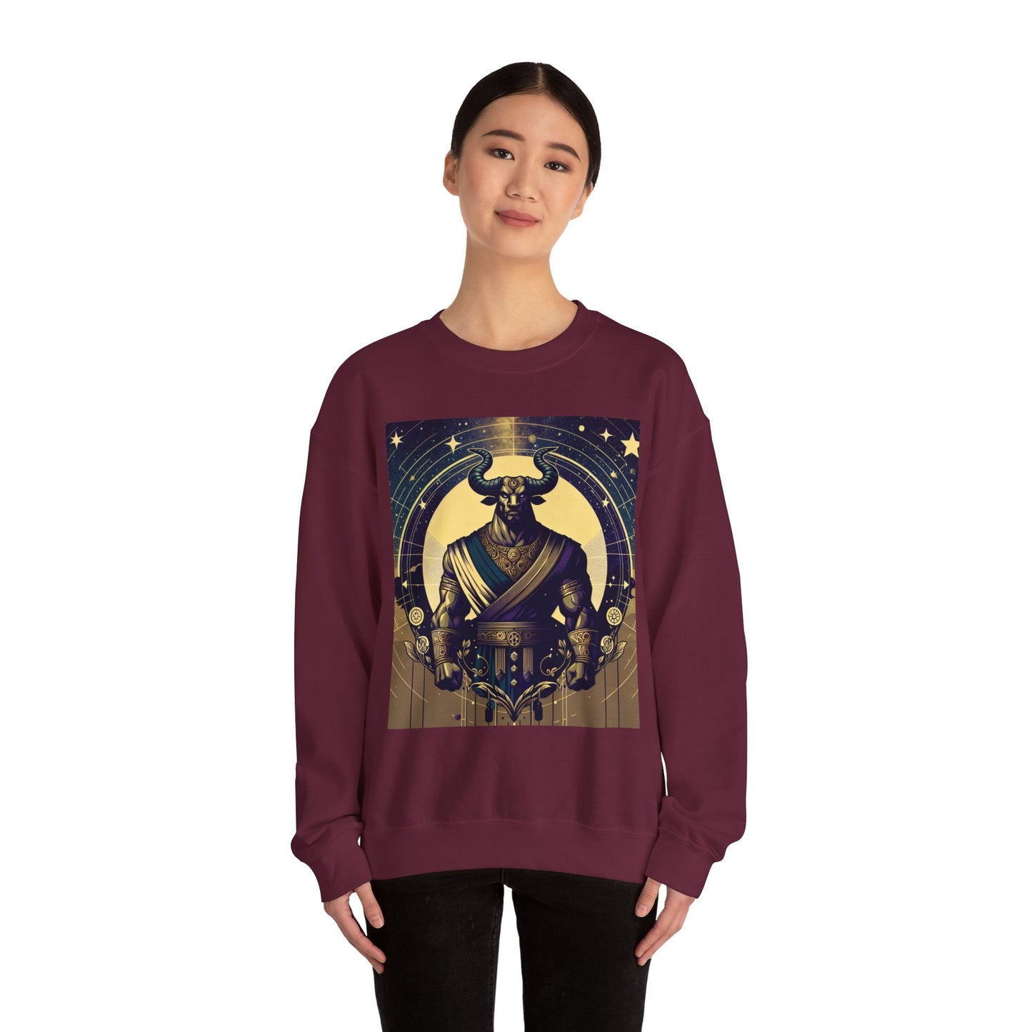 Unisex Heavy Blend™ Crewneck Sweatshirt, Minotaur, Taurus Zodiac Design