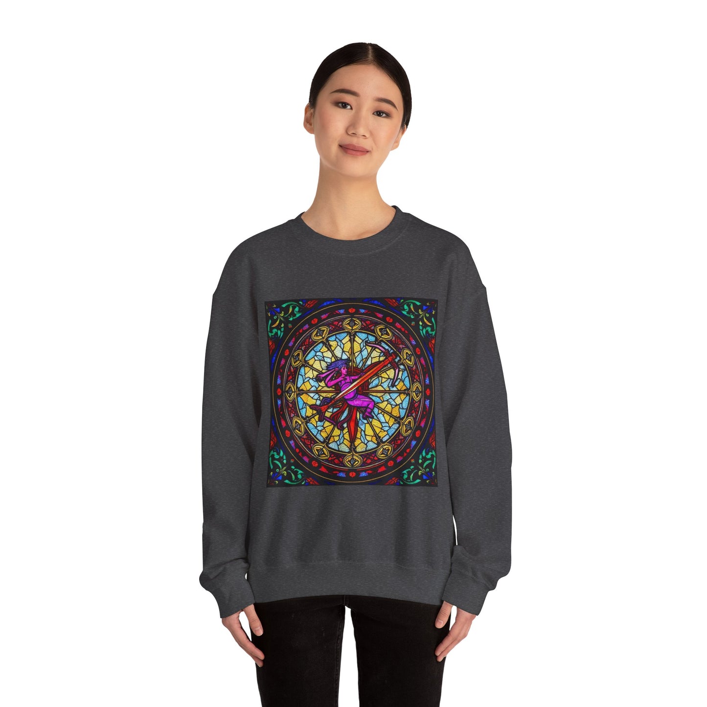Unisex Heavy Blend™ Crewneck Sweatshirt, Glass 1, Sagittarius Zodiac Design