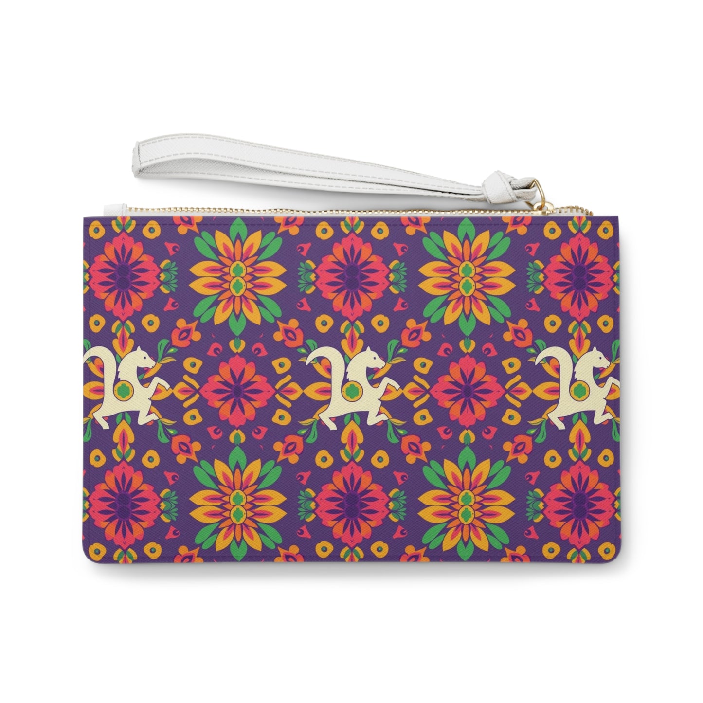 Clutch Bag, Aquarius, Zodiac v2, Flower Pattern